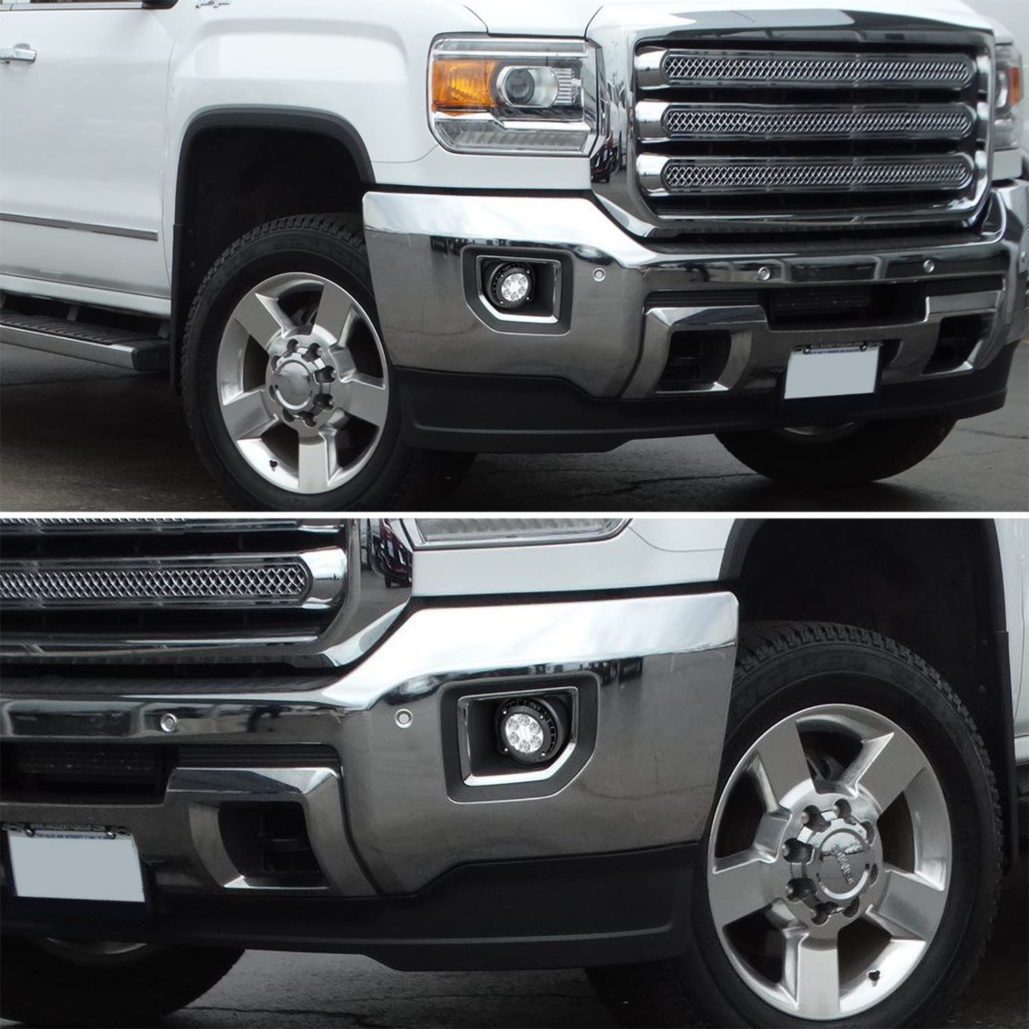 Spec-D Tuning Clear Lens LED Fog Lights +Built-In LED Bulbs+Switch Compatible with GMC Sierra 2500HD 3500HD 2015-2018 L+R Pair Assembly