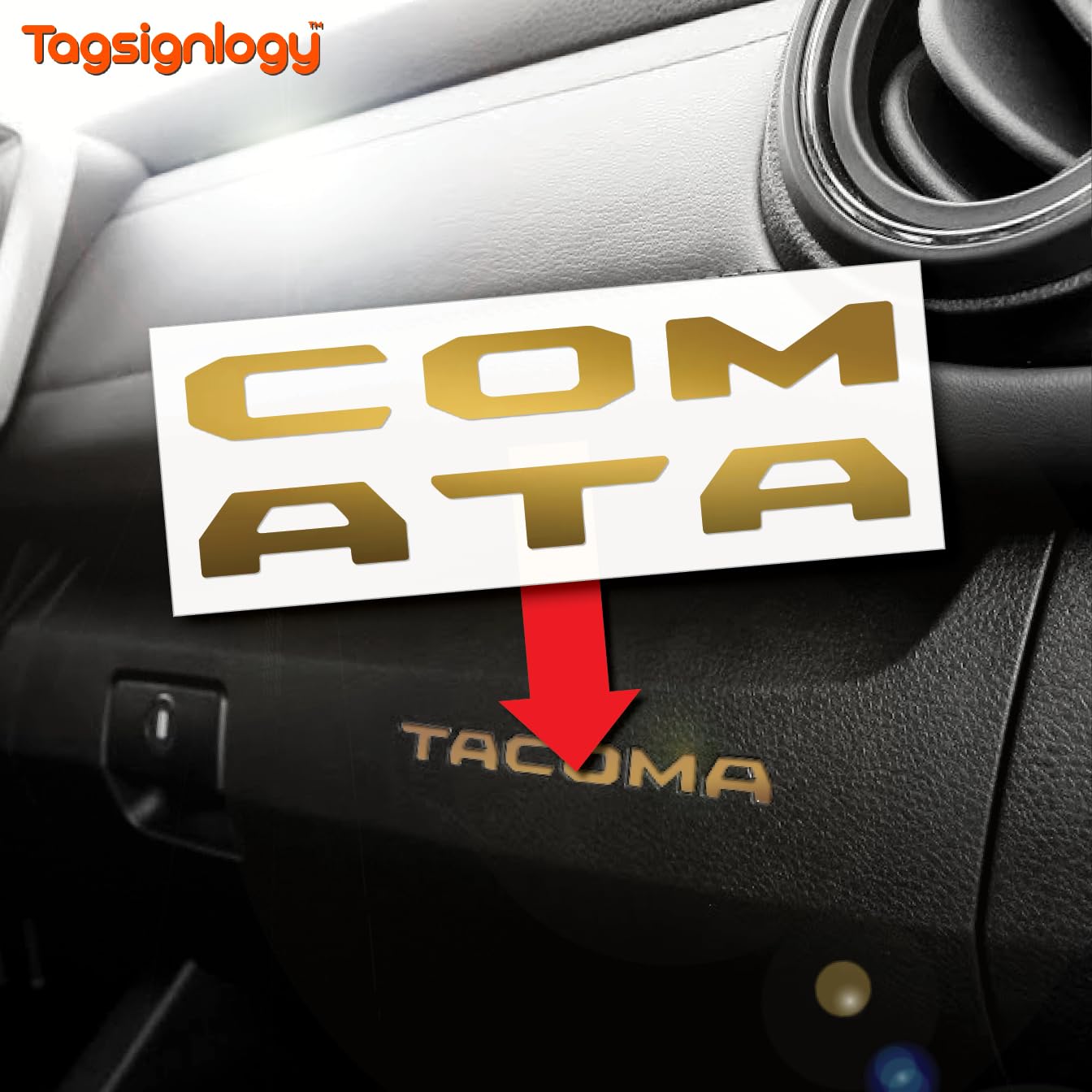 (2 Sets) Prime Series UV Weatherproof Vinyl Decals for Glove Box Dashboard Letter Inserts Compatible 2016-2023 Toyota Tacoma (Me