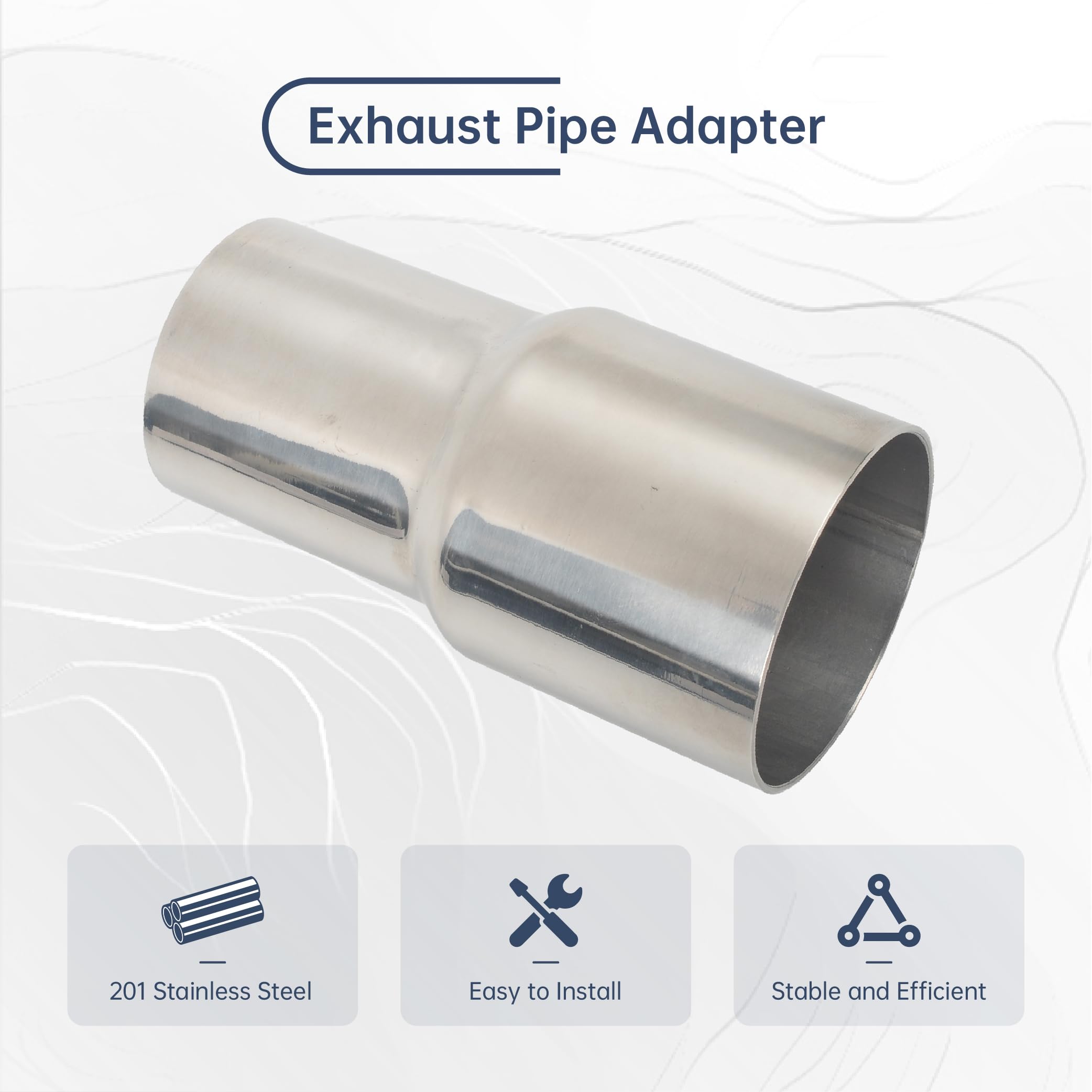 BATONECO 1.75 OD to 2 ID Exhaust Pipe Adapter Reducer - Polished Stainless Steel, 4 Length