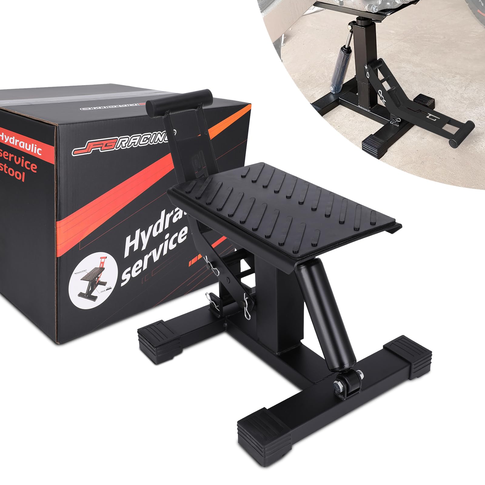 JFG RACING Motorcycle Dirt Bike Stand,1000Lbs Capacity Lift Jack Hoist Table Height Adjustable Lifting Stand Ideal for Dirtbike 