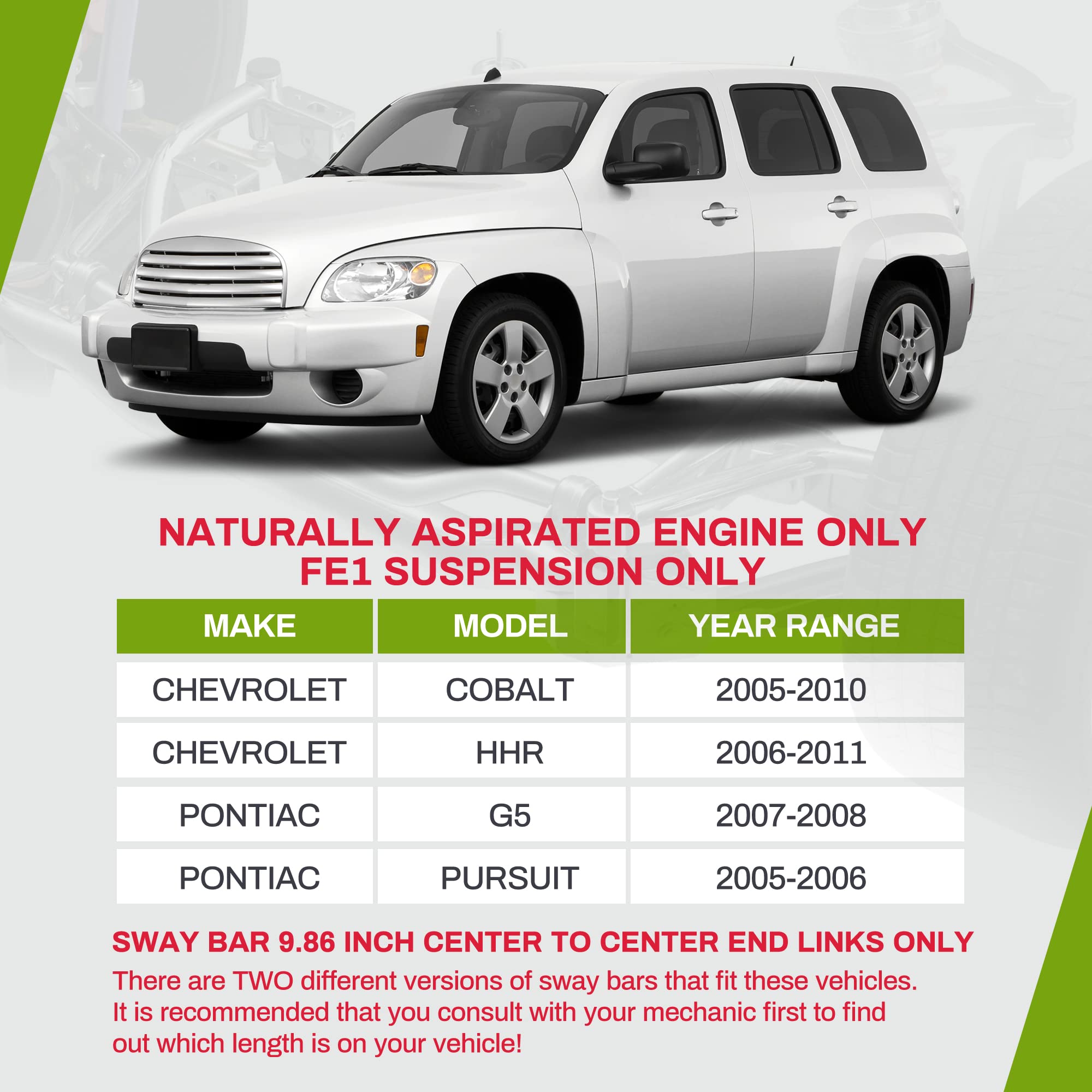 Autosaver88 Front Supension Kit Compatible With 2005-2010 Chevrolet Cobalt, 2006-2011 Chevrolet Hhr, 2007-2008 Pontiac G5, 2005-2006 Pontiac Pursuit -W/Control Arm, Sway Bar Link, Tie Rod Assembly