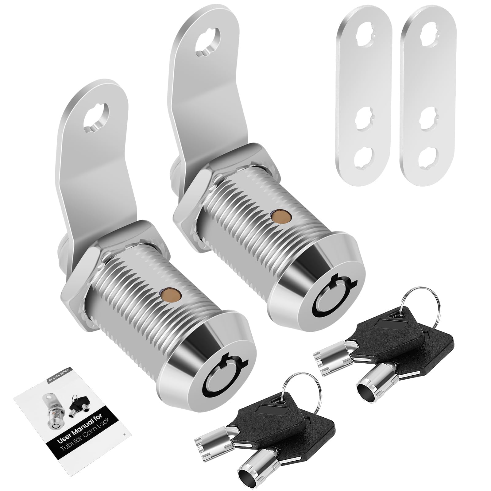 2 Pack Cabinet Lock With Keys, 1'' Rv Storage Locks Keyed Alike, Rv Locks For Storage Door, Camper Toolbox Rv Cam Locks With Man