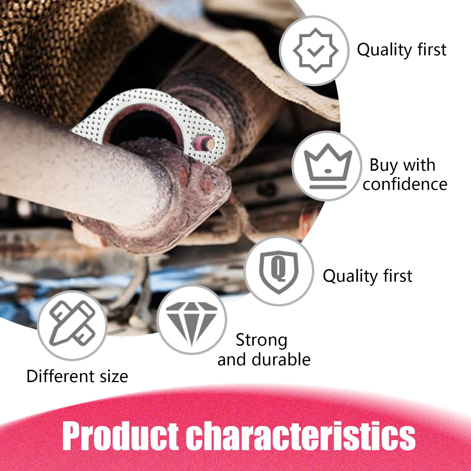 Crynod 2 PCS Car Exhaust Pipe Gasket, Metal Gasket Replacement, 2.5 Inches Sealing Kit, High Temperature Resistant Vehicle Parts