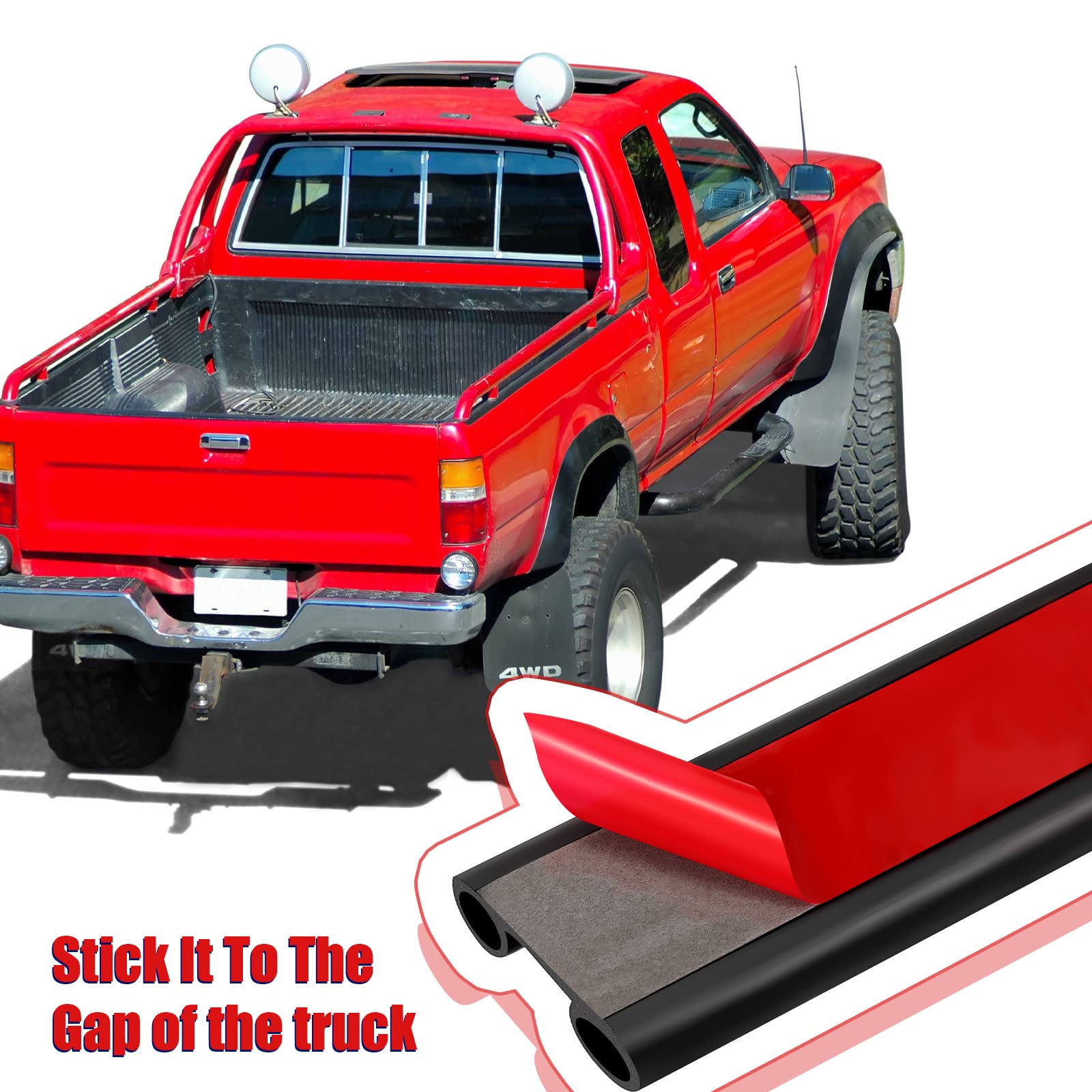 Tallew 17.4 Ft Tailgate Seal Epdm Rubber Tailgate Seal Adhesive Camper Shell Seal Double Bulb Automotive Weather Stripping For Pickups Truck And Windproof, Waterproof, Soundproof, Noise Reduction