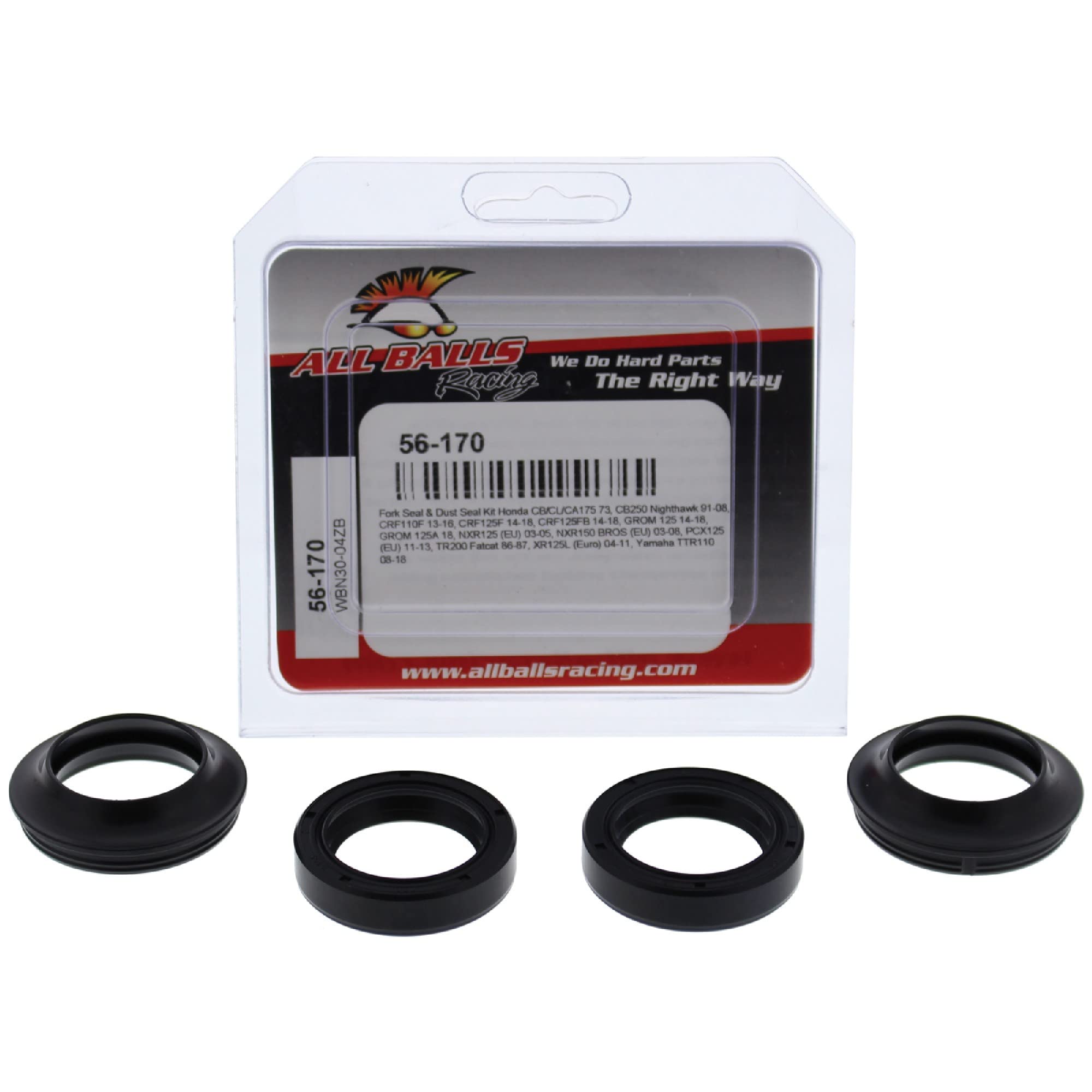 All Balls Racing Fork And Dust Seal Kit 56-170 Compatible With/Replacement For Honda CB/CL175 1973, CB250 Nighthawk 1991-2008, C