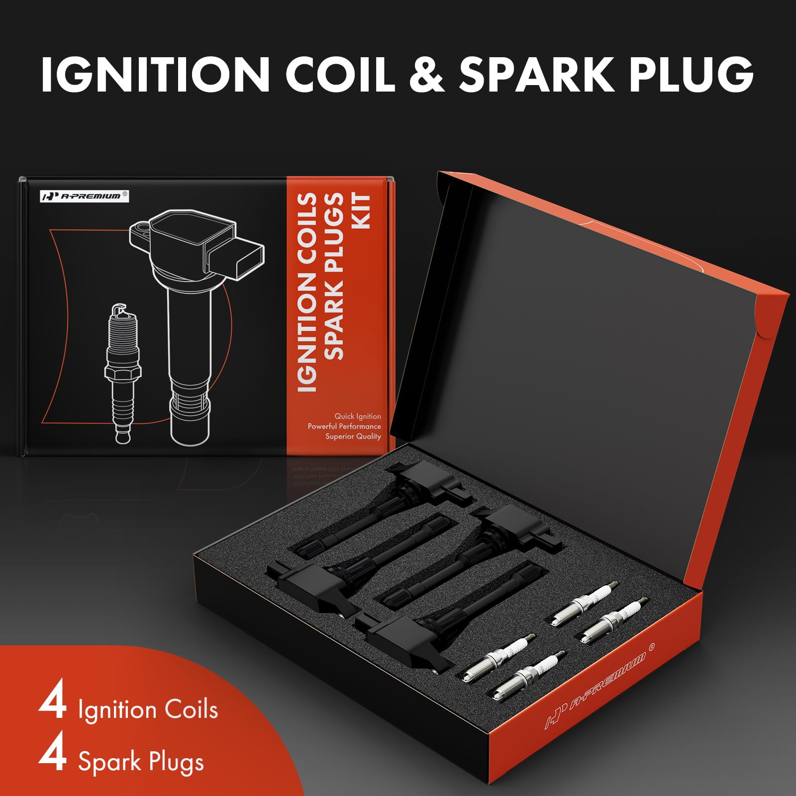 A-Premium Set Of 4 Ignition Coil Pack And Iridium Spark Plugs Compatible With Nissan Altima Rogue Pathfinder Sentra Versa X-Trai