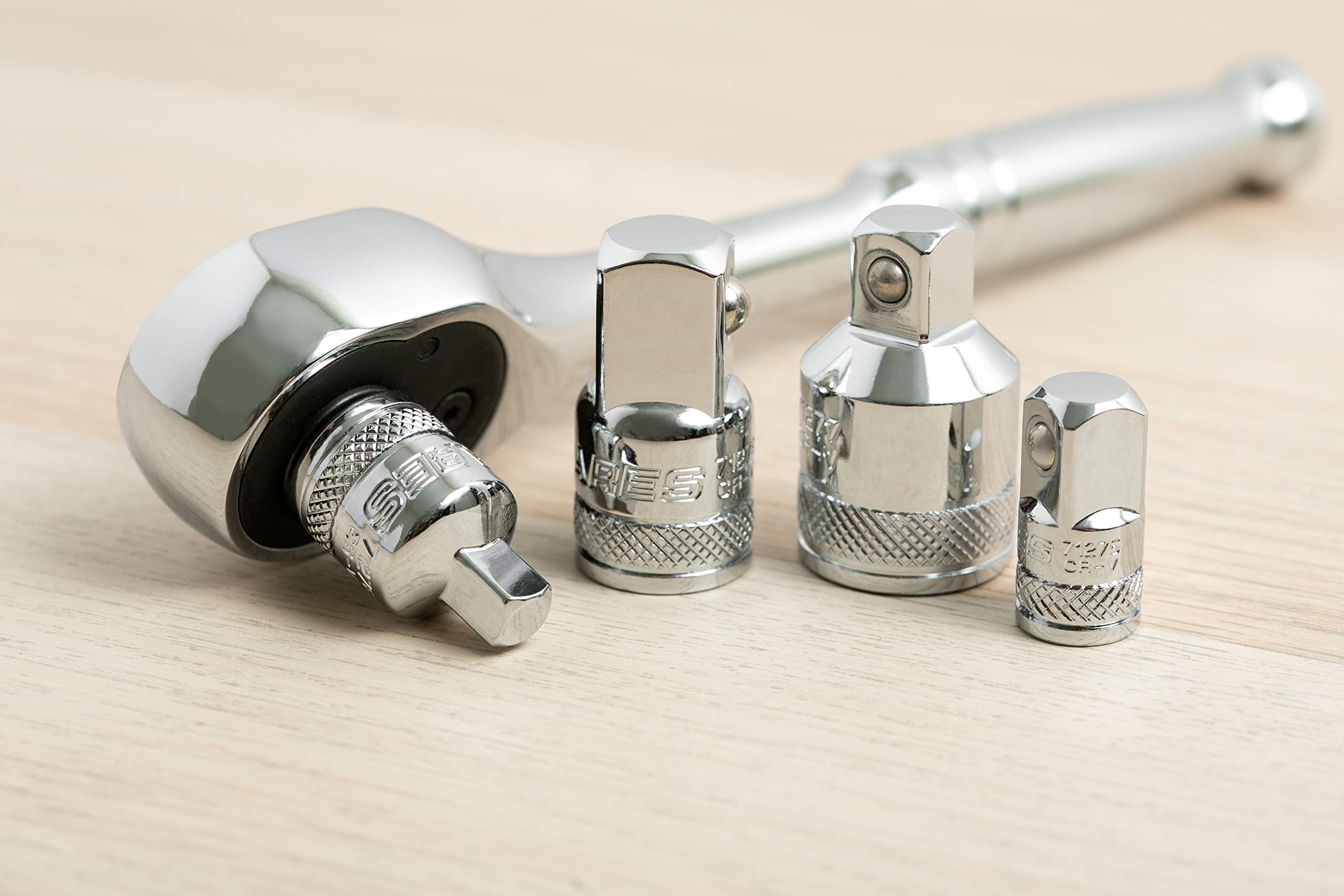 Ares 70007-4-Piece Socket Adapter And Reducer Set - 1/4-Inch, 3/8-Inch, & 1/2-Inch Ratchet/Socket Set Extension/Conversion Kit -