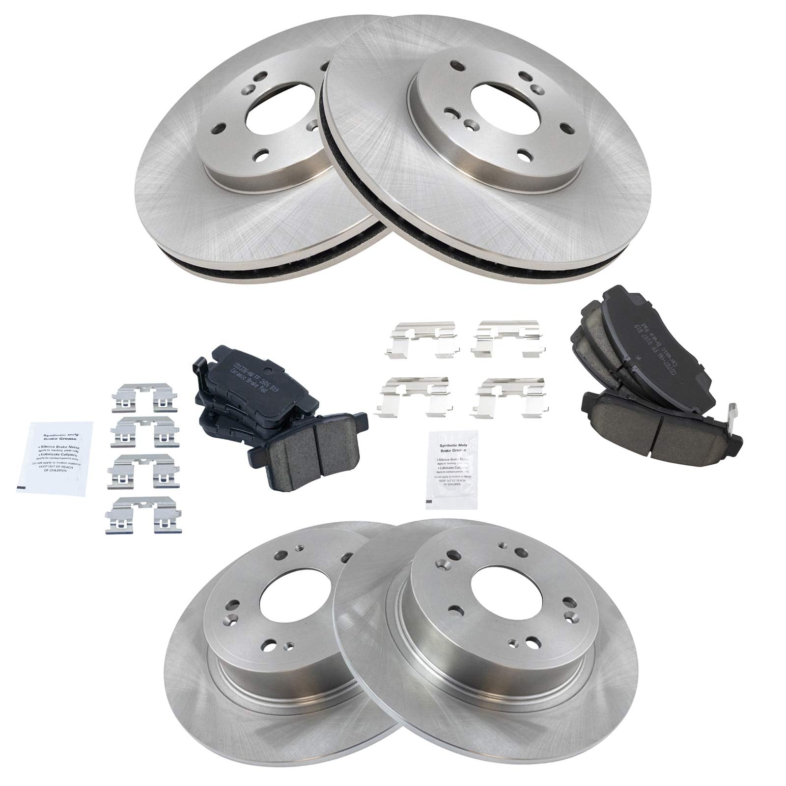 Trq Front And Rear Brake Pad & Rotor Kit Brake Pads Brake Rotor Ceramic Compatible With 2009-2010 Acura Tsx 2008-2010 Honda Acco