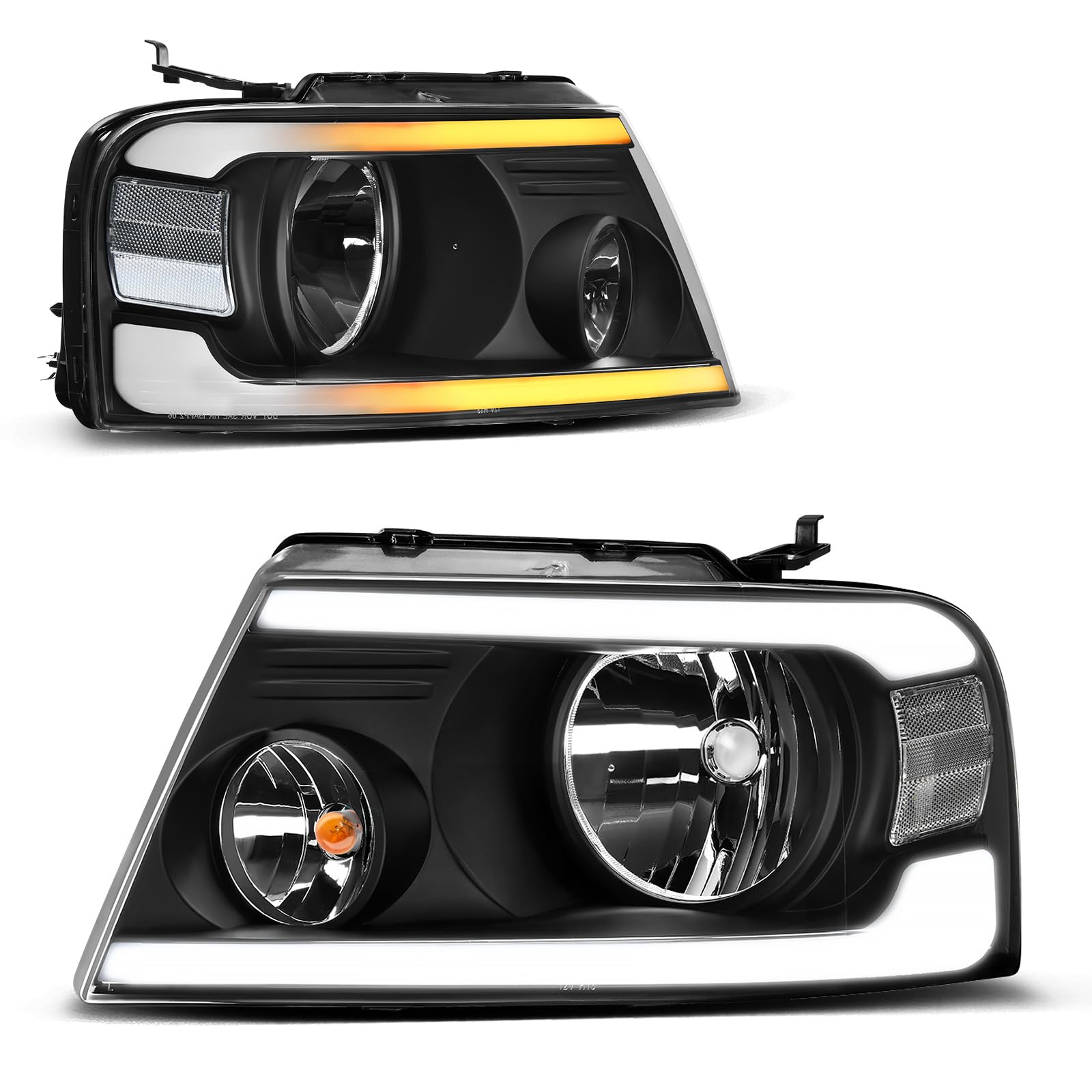 Autosaver88 Switchback Led Tube Headlights Assembly Compatible With 2004-2008 Ford F150 F-150 Drl Headlight Headlamp Replacement