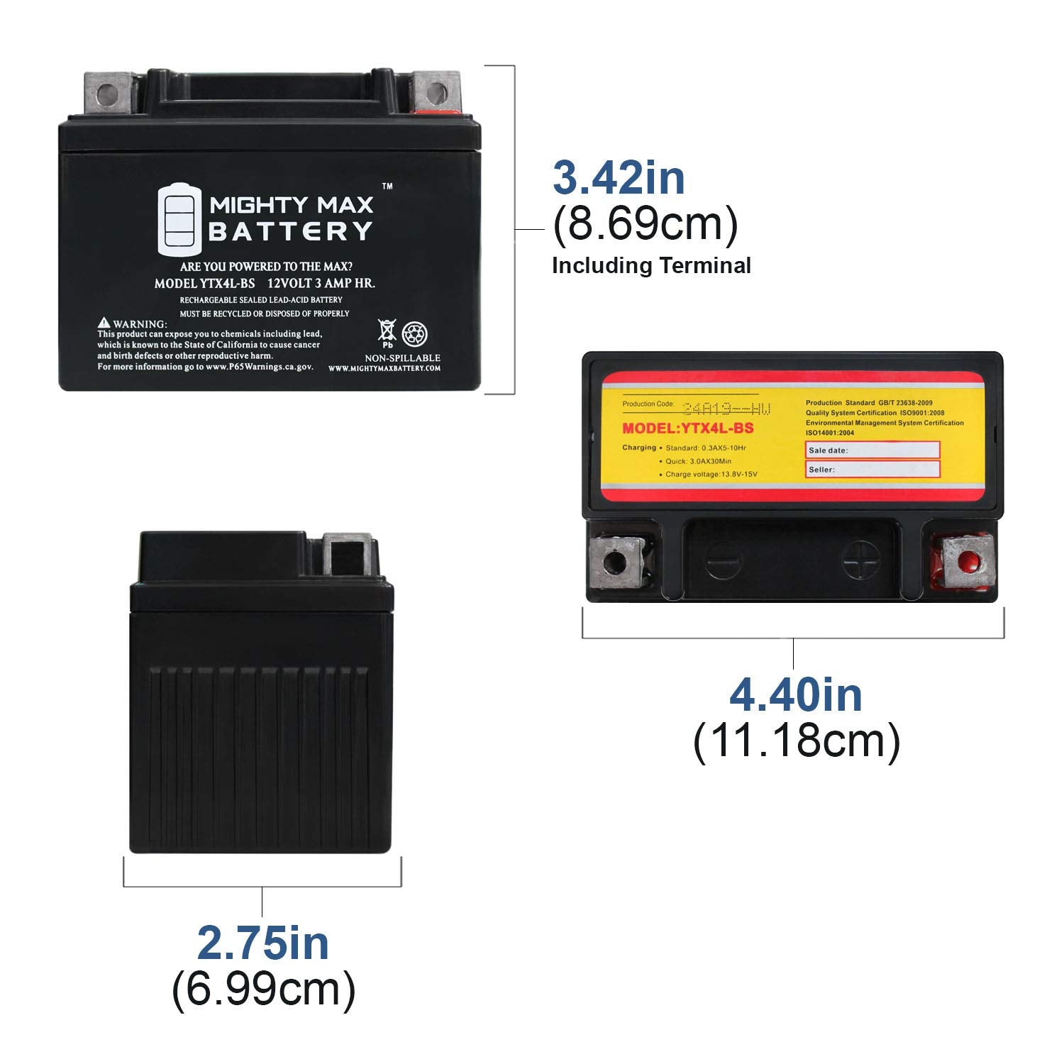 Mighty Max Battery Ytx4L-Bs Replacement For Adventure Power Yt4L-Bs Gt4L-Bs Battery