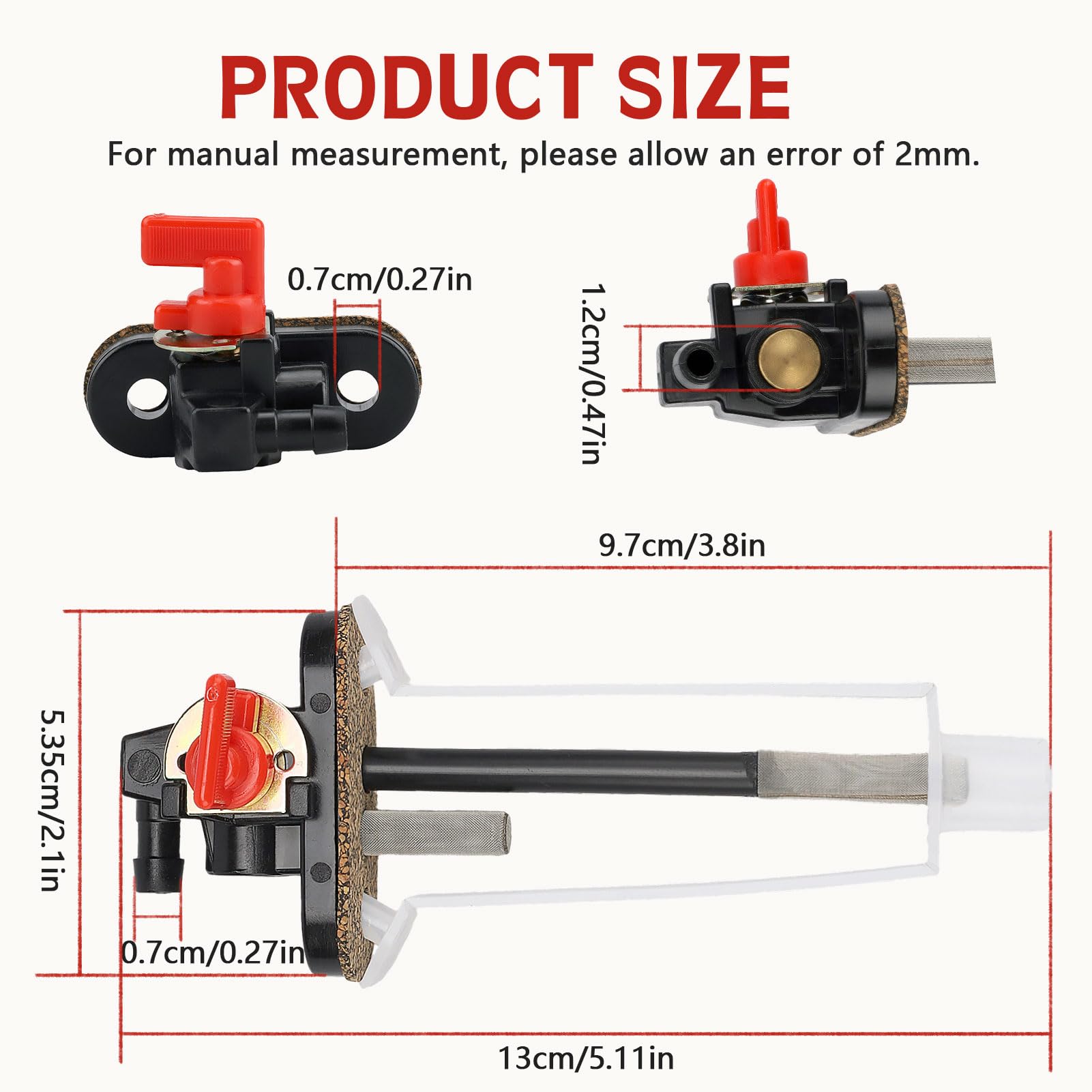 Fuel Shutoff Valve Petcock for Polaris Trailblazer 250 1993-2006 Sportsman 400 1993-1996 Trail Boss 250 350 1993-1999 Big Boss 2
