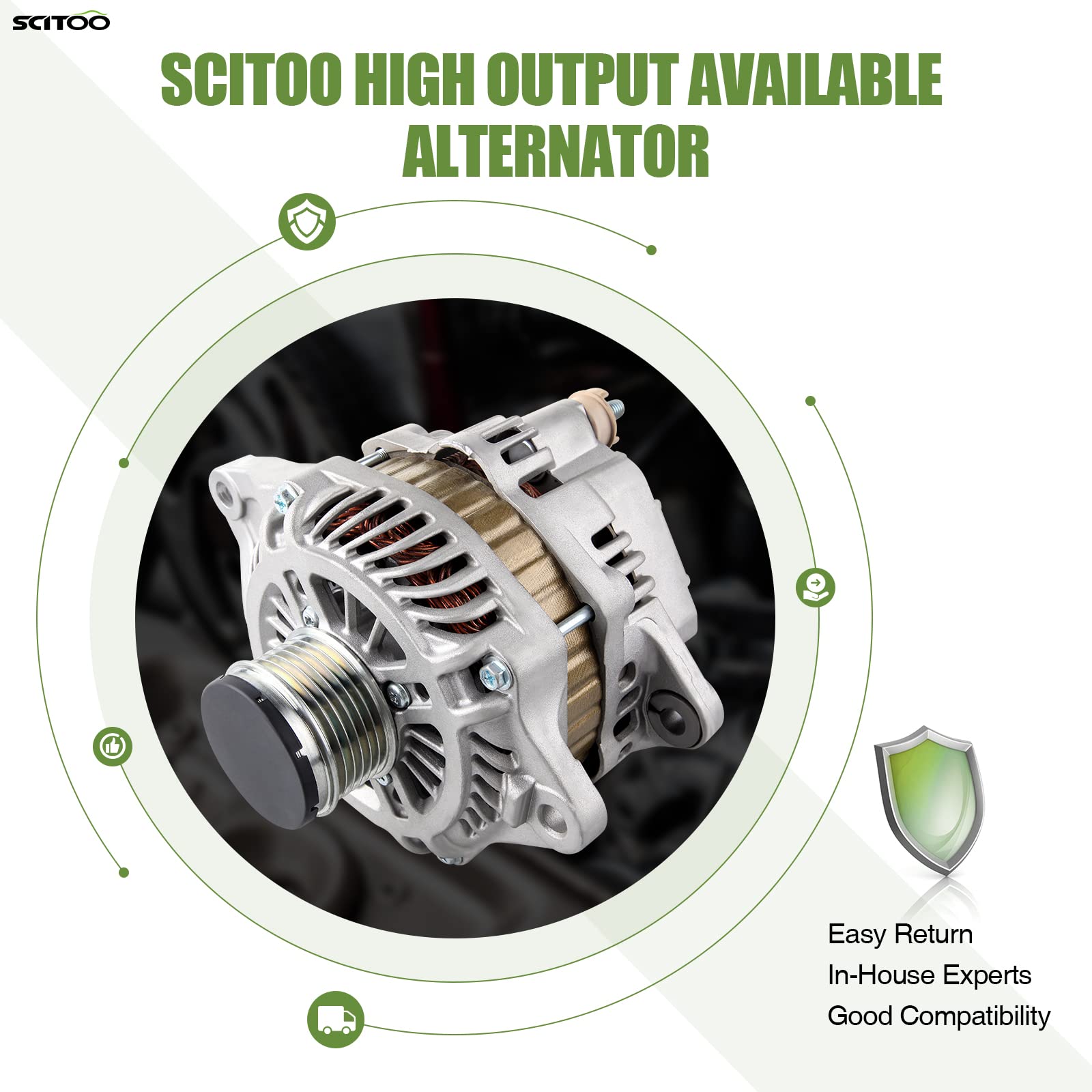 Scitoo New Alternator Fit For Dodge For Avenger Alternator, For Chrysler For Sebring Alternator, For Jeep For Compass Alternator, For Jeep For Patriot Alternator 1.8L 2.0L 2.4L A2Tj0481 Cw 115Amp