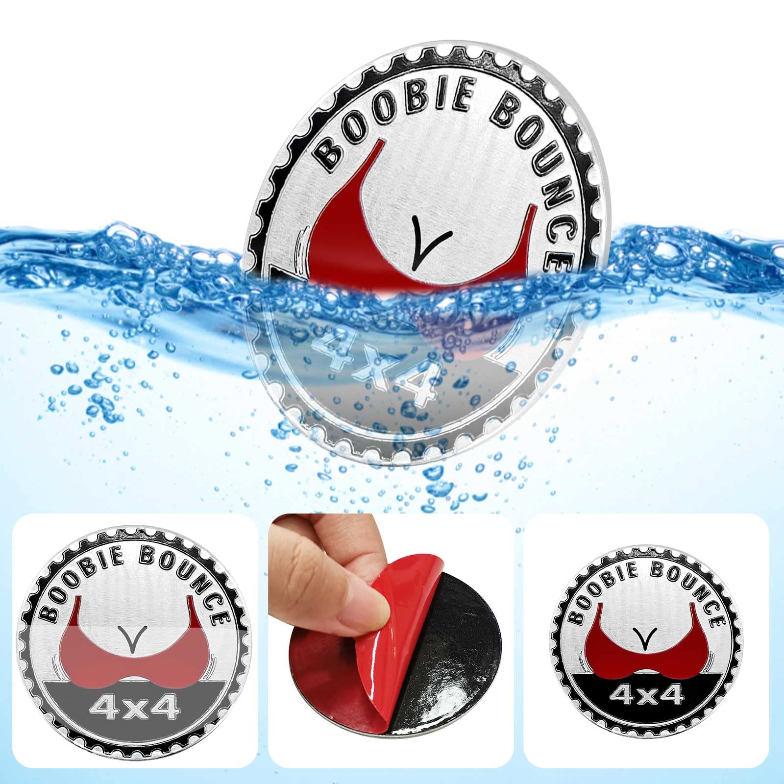 Booble Bounce Badge Rated Car Emblem, 4 X 4 Metal Automotive Badge 3D Metal Car Badges Emblems Round Emblem Decals Car Badge Decals Stickers Compatible With Jeep Wrangler Vehicles Trucks Suv