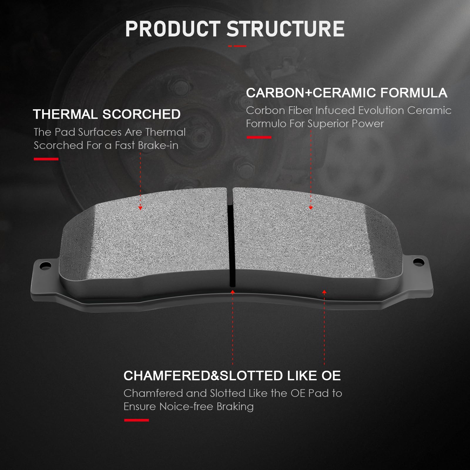 Cciyu D1069 Ceramic Front Brake Pad Set Fit For 2005-2011 For Ford For F-250 Super Duty,2005-2012 For Ford For F-350 Super Duty,