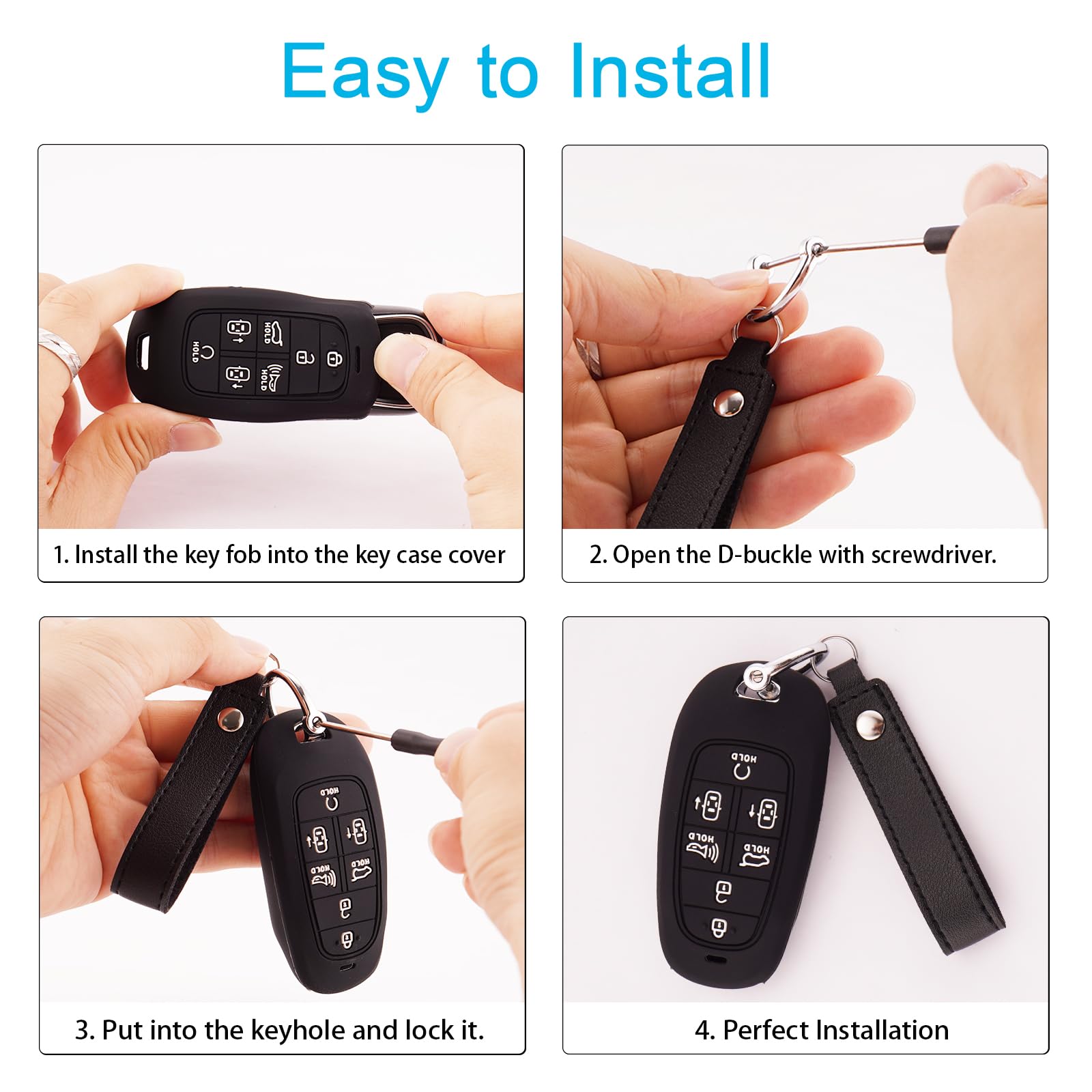 Koaudb Silicone Rubber Key Fob Cover Fit For For 2024 2023 2022 Hyundai Sonata Santa Fe Nexo Tucson Palisade Smart Car Key Fob C