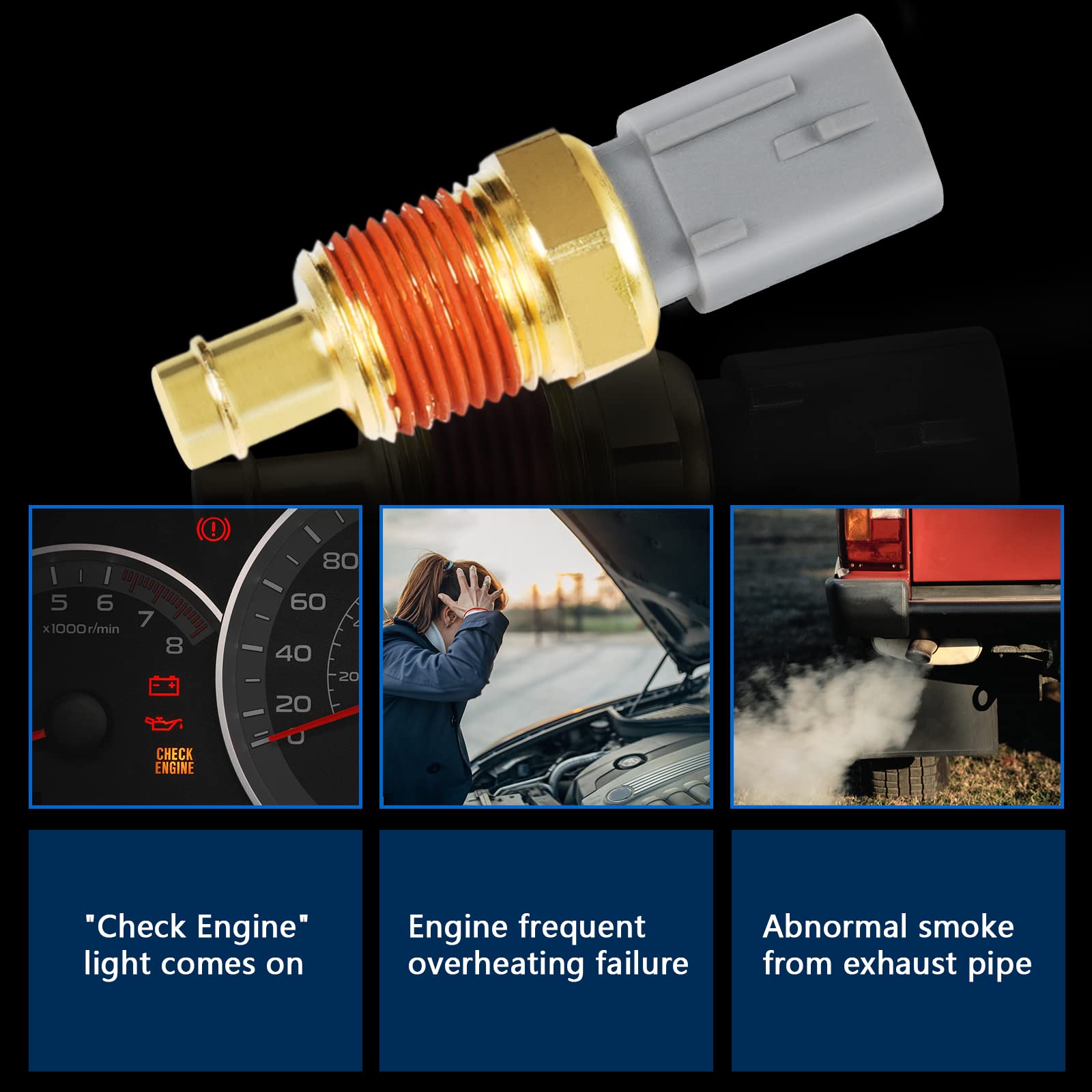 Otuayauto 5149077Ab Premium Engine Water Coolant Temperature Sensor - Replacement For Jeep Wrangler Grand Cherokee Liberty Comma