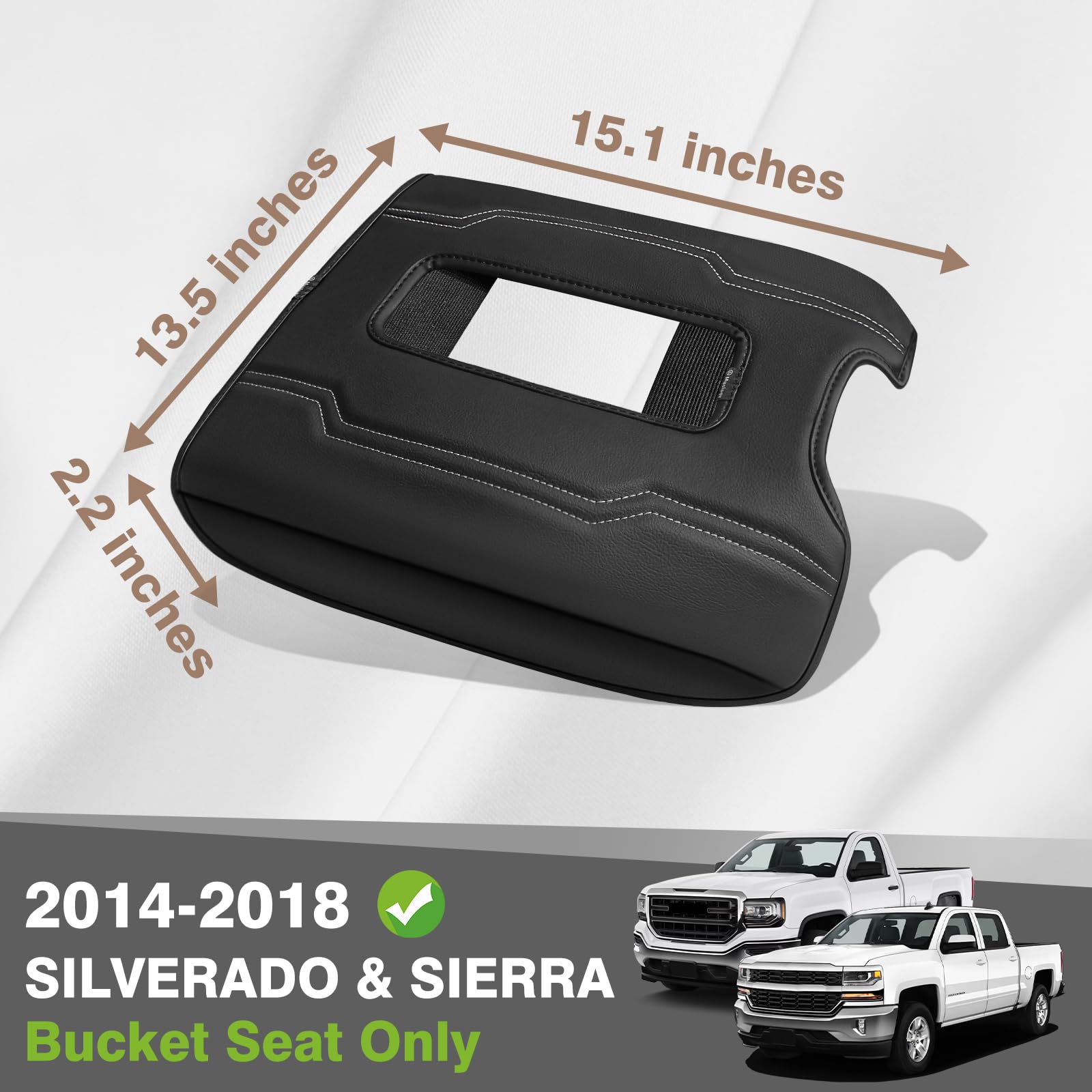Muslogy Center Console Armrest Cover Compatible With Chevy Silverado & Gmc Sierra 1500 2500 3500 2014-2018 Comfort Armrest Pad A