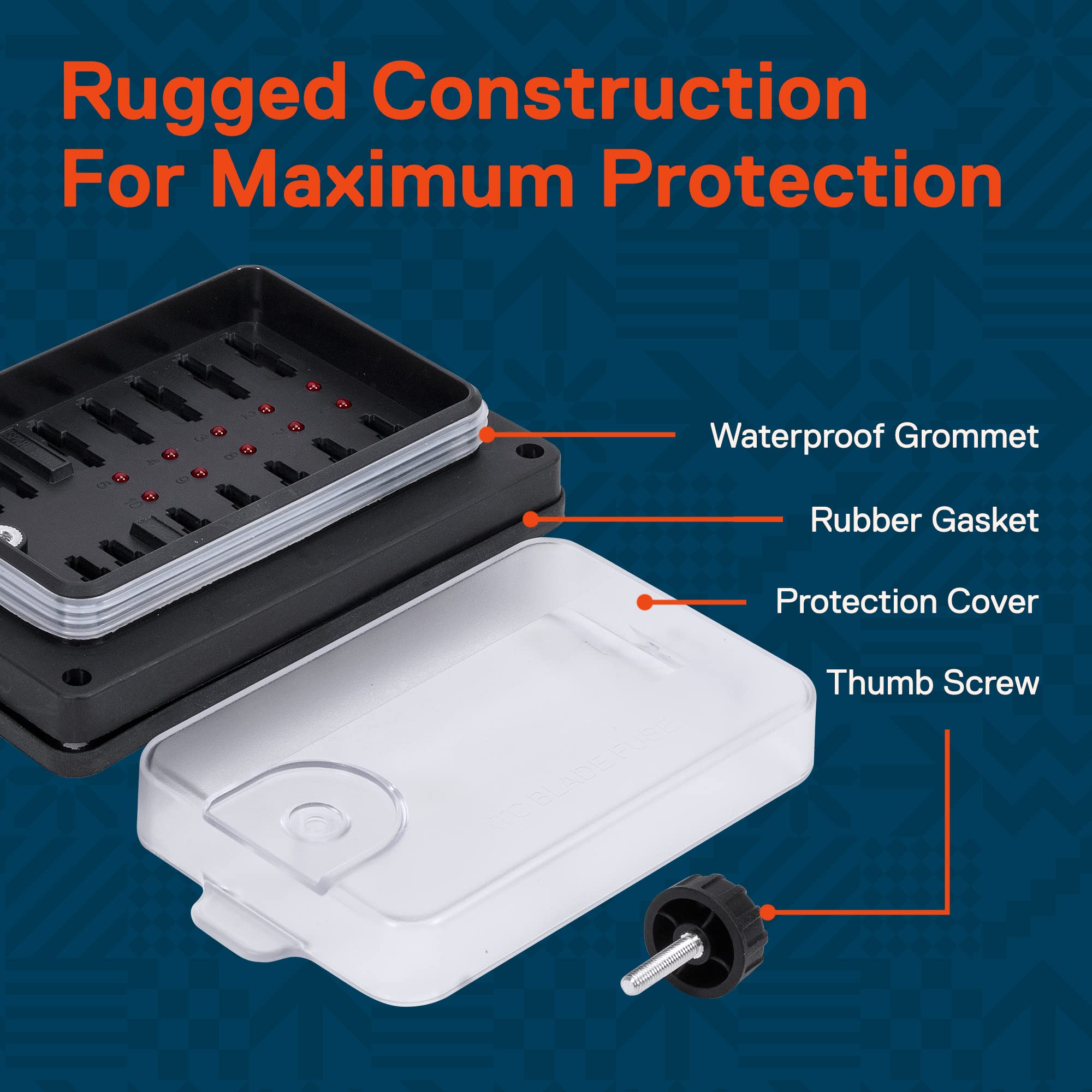 True Mods 10 Way Waterproof Fuse Box For Automotive [Atc/Ato Blade Fuses] [250 Amp] [Up To 25A Per Socket] [Led Indicator] [12V