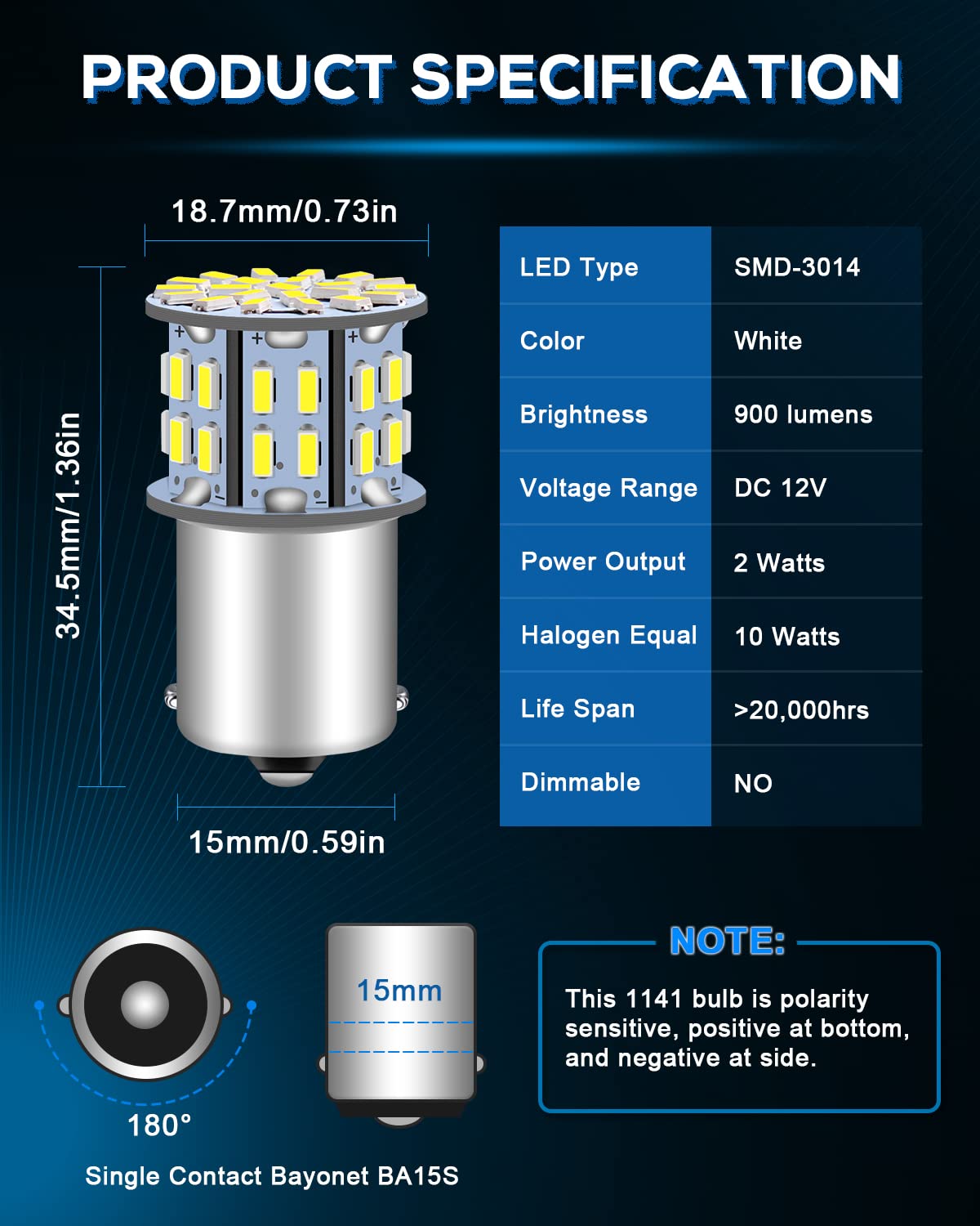 Alopee 12 Pack 1156 LED Bulb White Super Bright 1141 LED Bulbs RV 1156 Bulb DC 12V RV Lights Interior Replacement for 1003 5007