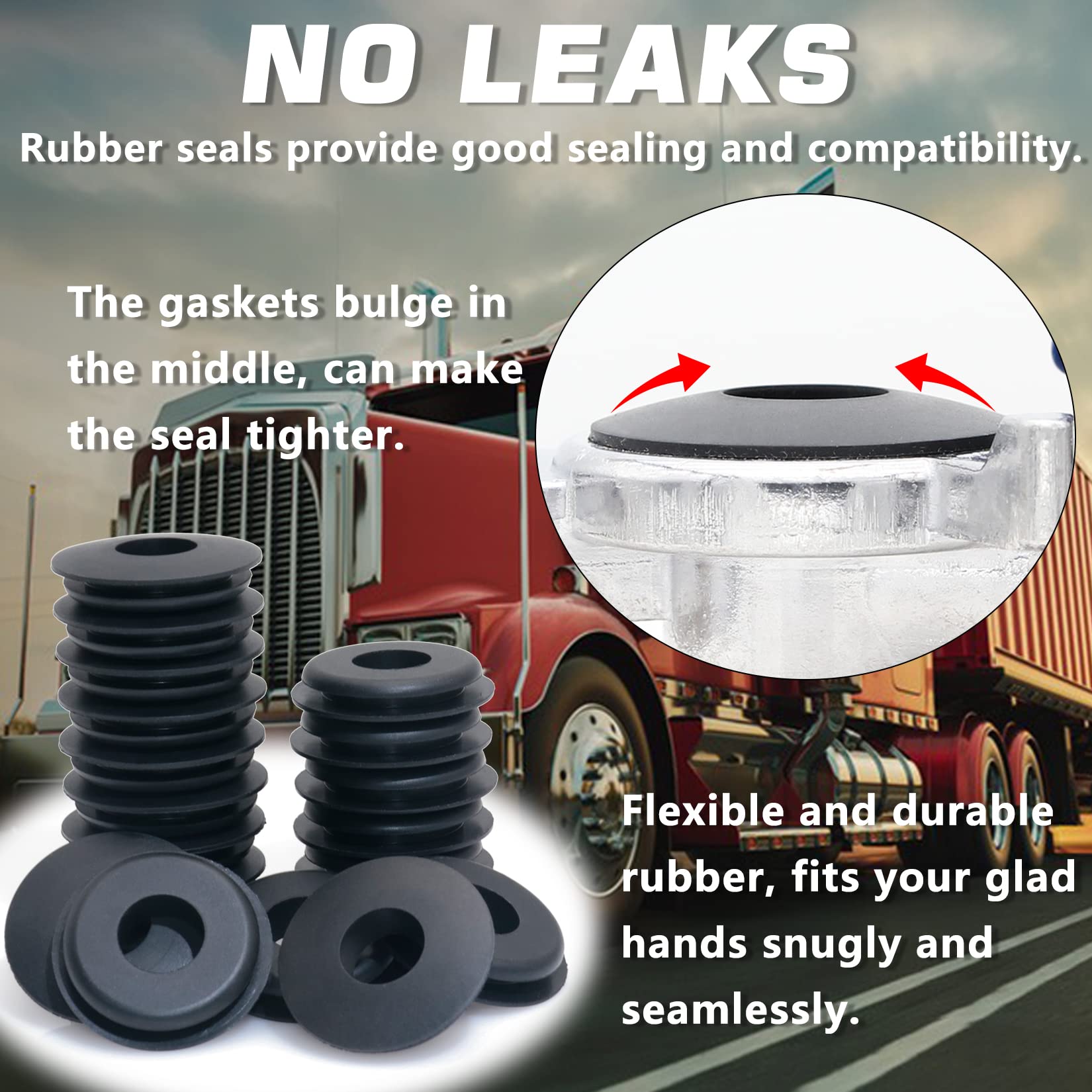 Grepspud 36Pcs Glad Hand Seals Black Rubber Gladhand Seal Washers Elastic Grommets Round Gaskets For Semi Trucks Trailers Tractors Parts Number 10028