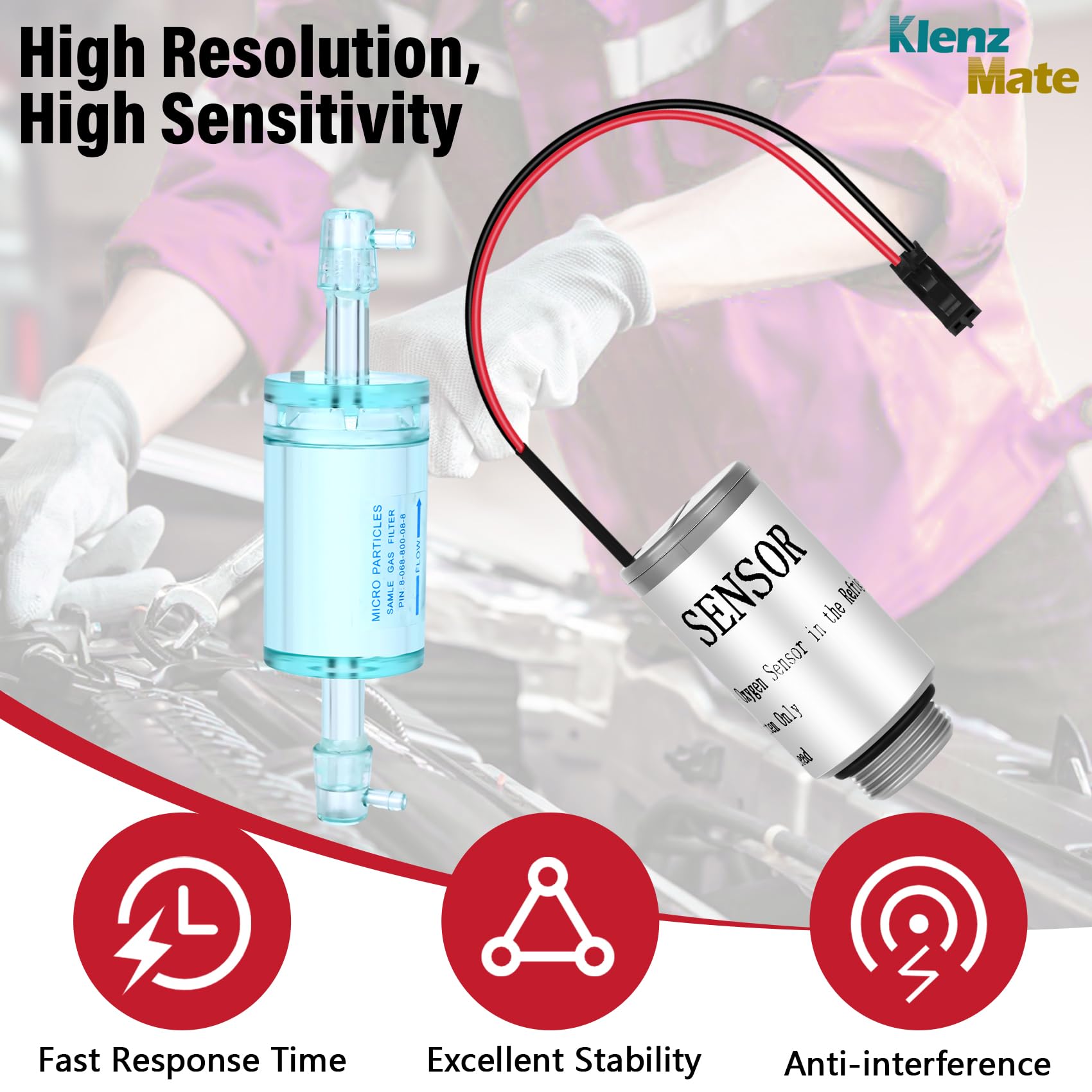 KlenzMate 16916 Oxygen Sensor / 16913 Combination,Compatible with R-1234yf Machine, Compatible with AC1234-4 / AC1234-4SL / AC12