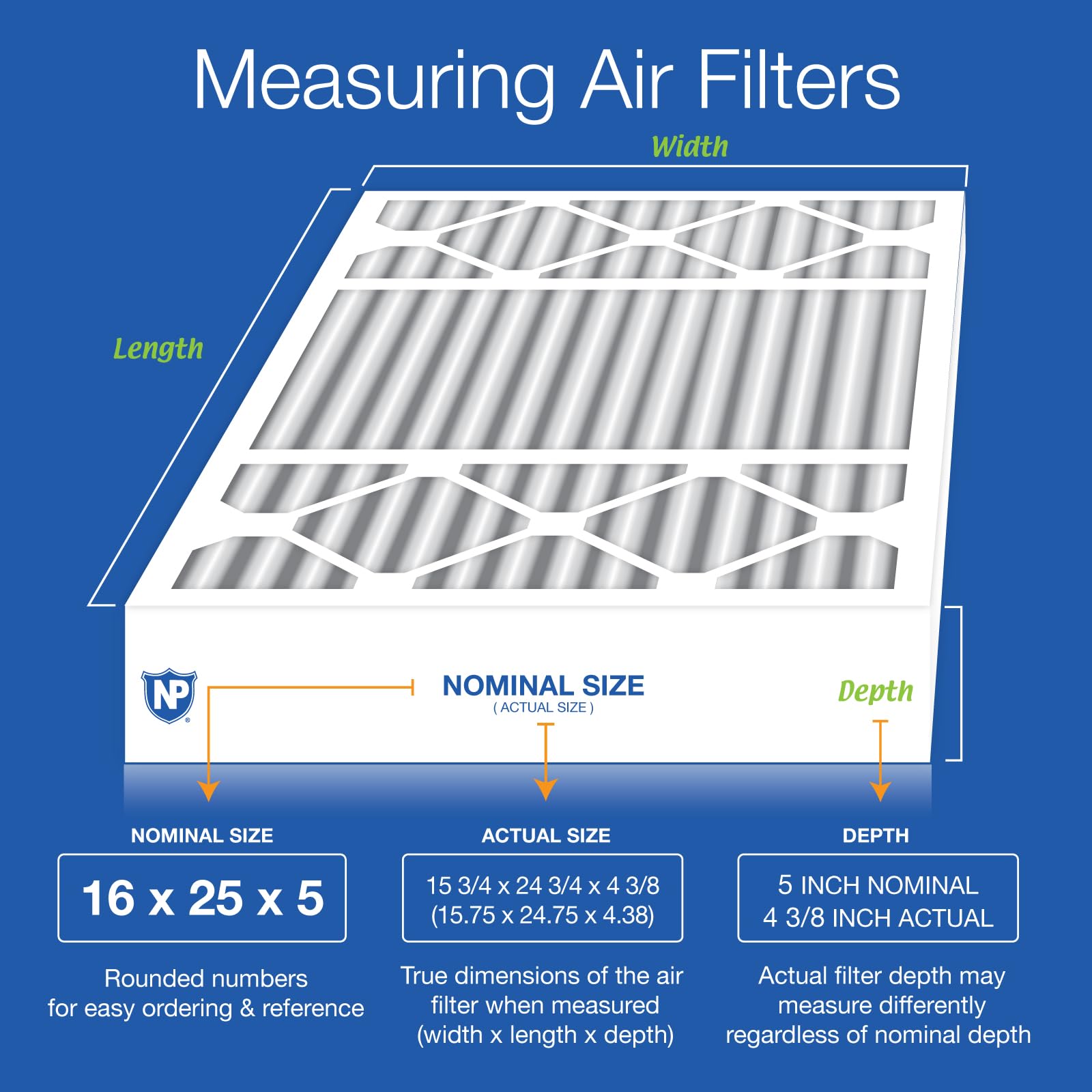 Nordic Pure 16x25x5 (15_3/4 x 24_3/4 x 4_3/8) Honeywell Replacement Air Filters MERV 13 Plus Carbon 1 Pack