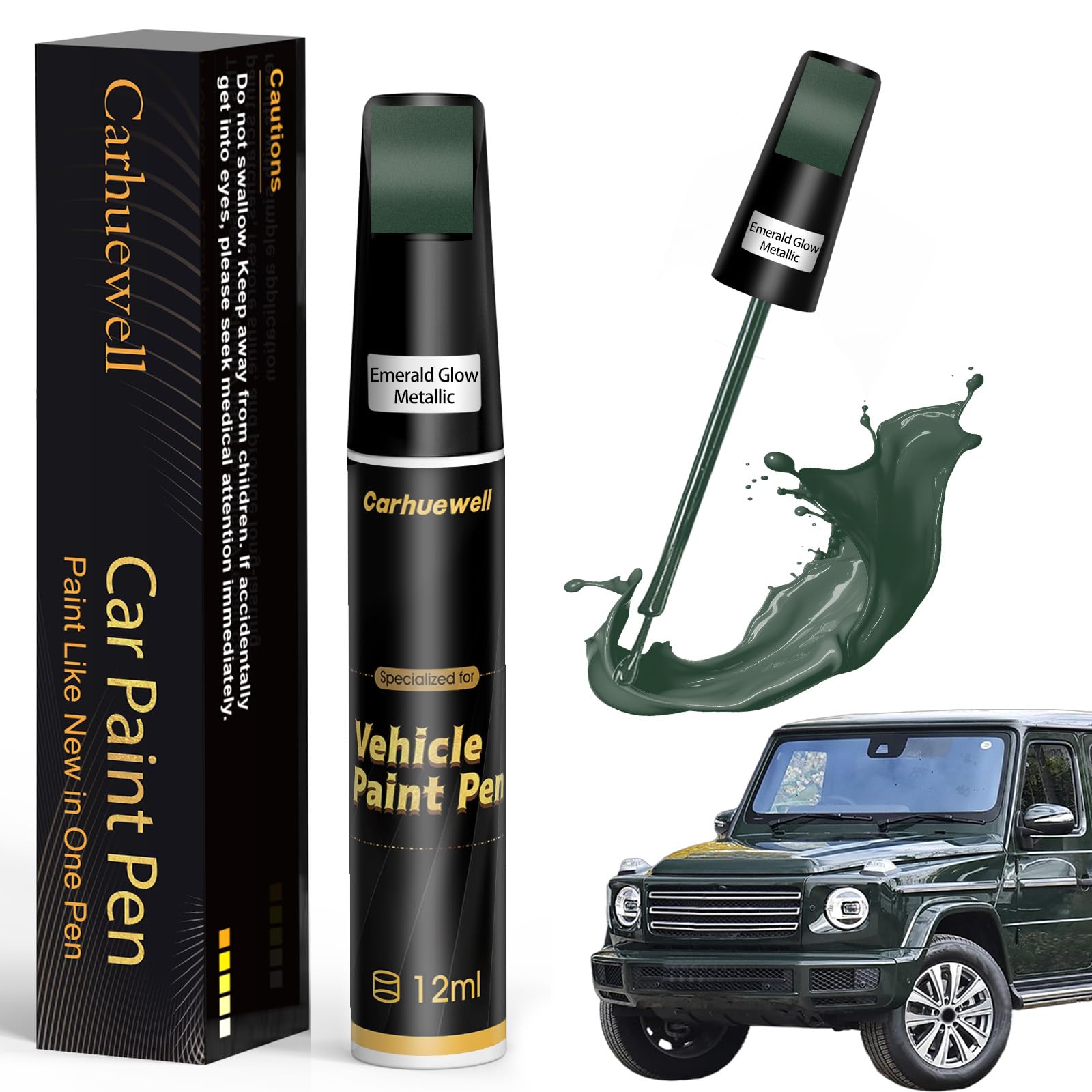 Green Touch Up Paint for Cars, Car Scratch Repair Pen, Car Paint Touch Up Pen Auto Scratches Remover Easy to Use and Quick Fix(E