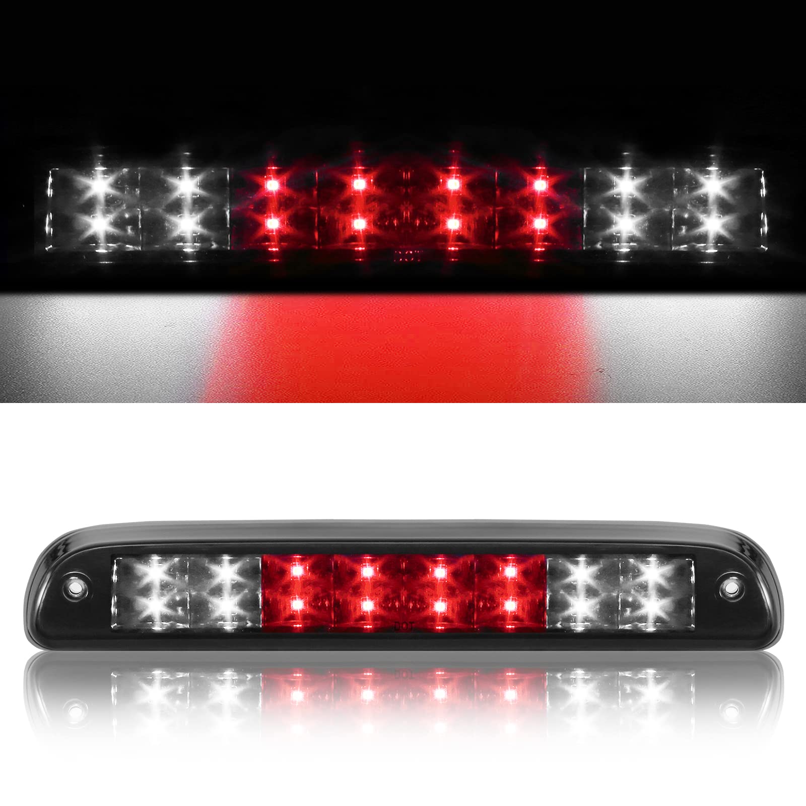 Replacement For Ford F-250 F-350 F-450 F-550 Super Duty 1999-2016 /Ford Ranger 1993-2011 Black Lens Black Housing Tail High Moun