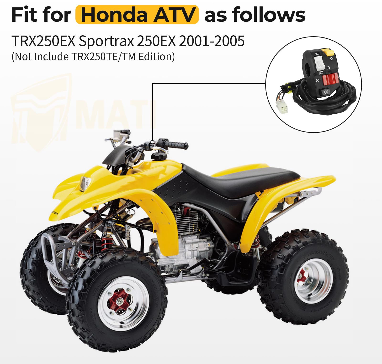 M Mati Left Handlebar Start Stop Headlight Switch For Honda Atv Trx250Ex Sportrax 250Ex 2001-2005 35020-Hn6-003