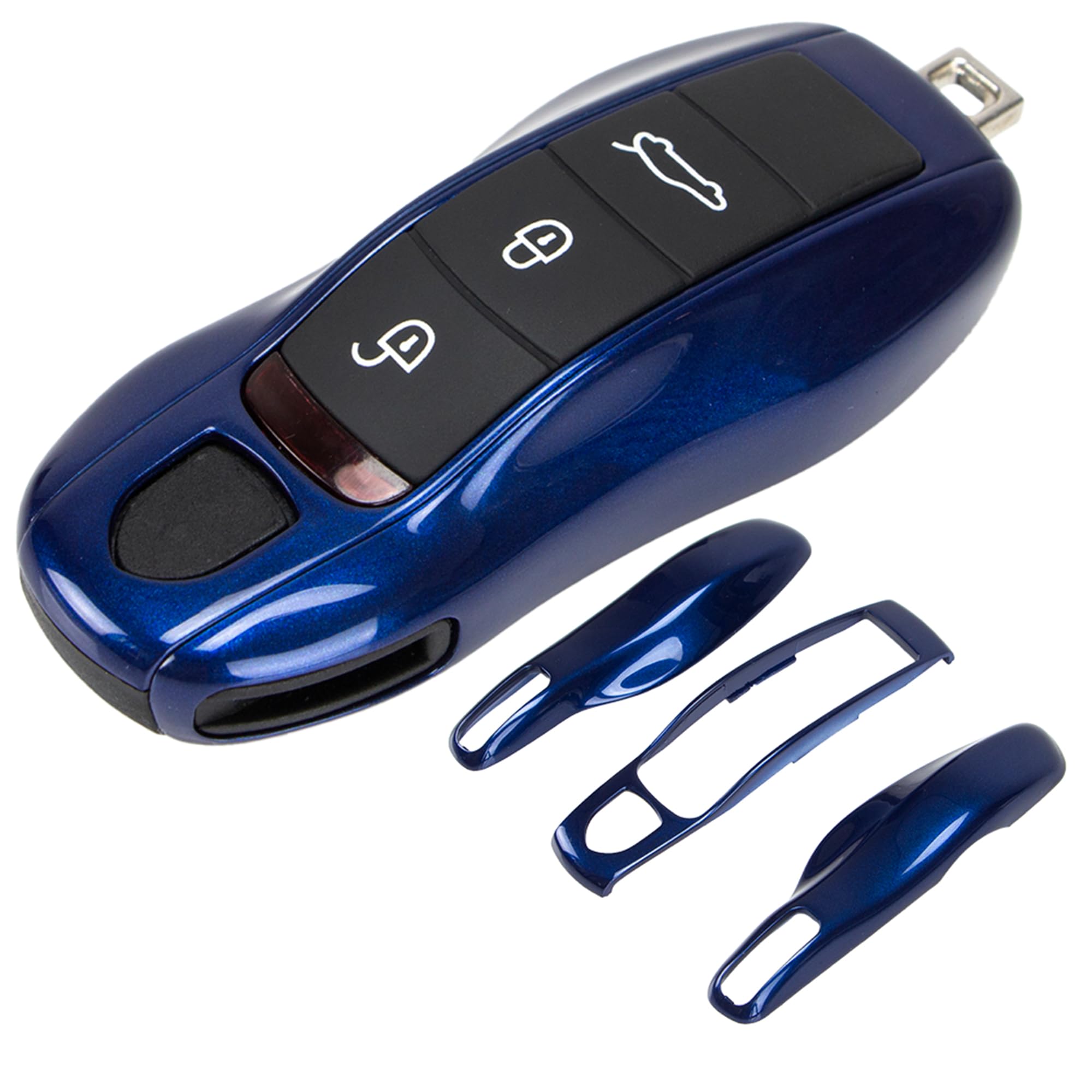 Aerobon 3-Piece Painted Key Cover Key Fob Shell Compatible With Porsche Key Shell Replacement (Mk1, Gentian Blue)