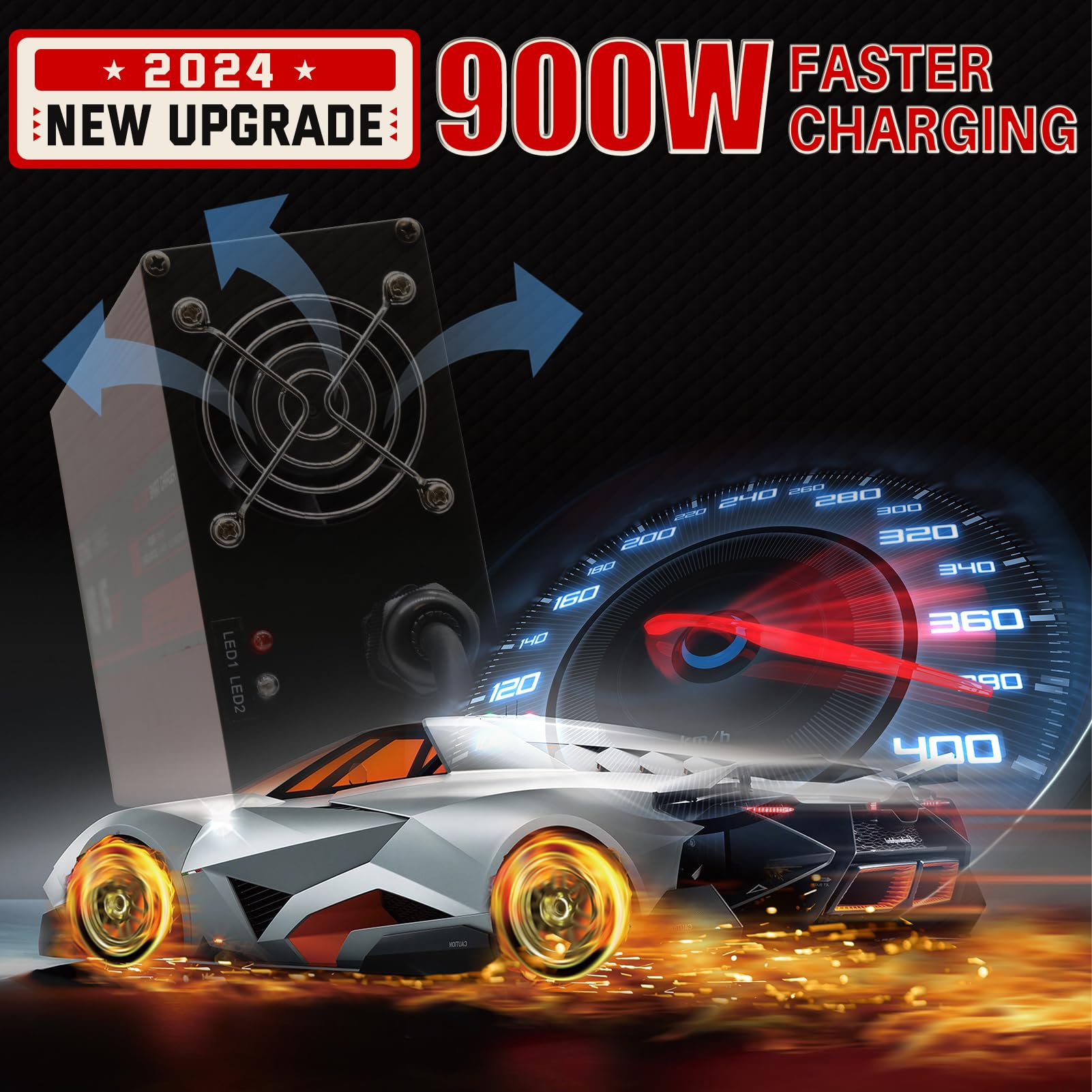 New 36 Volt Golf Carts Battery Charger For Ezgo, Upgrade Trickle Charger 4.0 Technology, 18 Amp, 4-6 Hrs Full Charge, Replace Ezgo Charger, D-Plug, 16Ft, 36V Golf Cart Charger