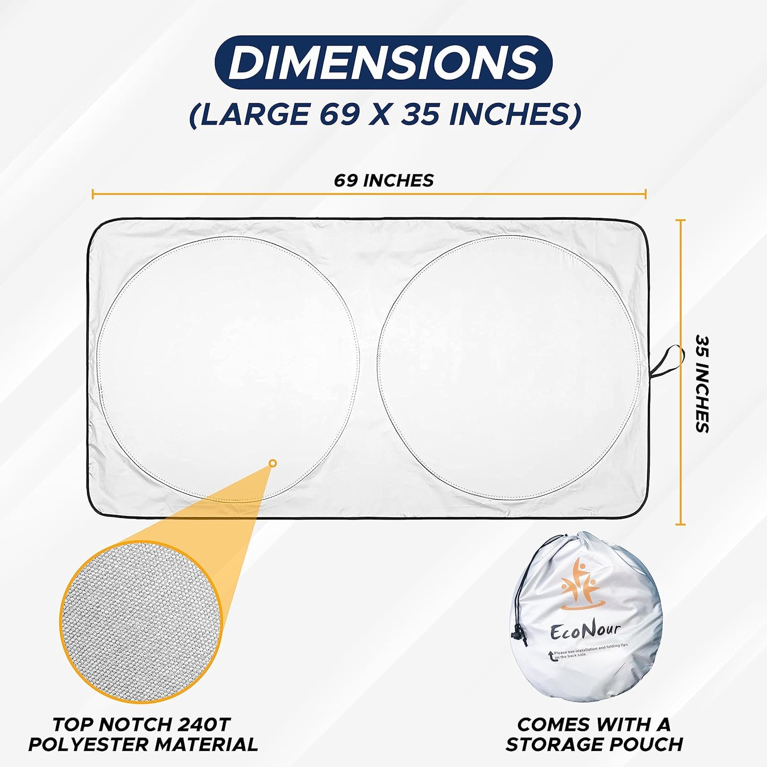 Econour Foldable Car Windshield Sunshade | Sun Shade For Car Windows Blocks Uv Rays And Keeps The Heat Out | Foldable Essential