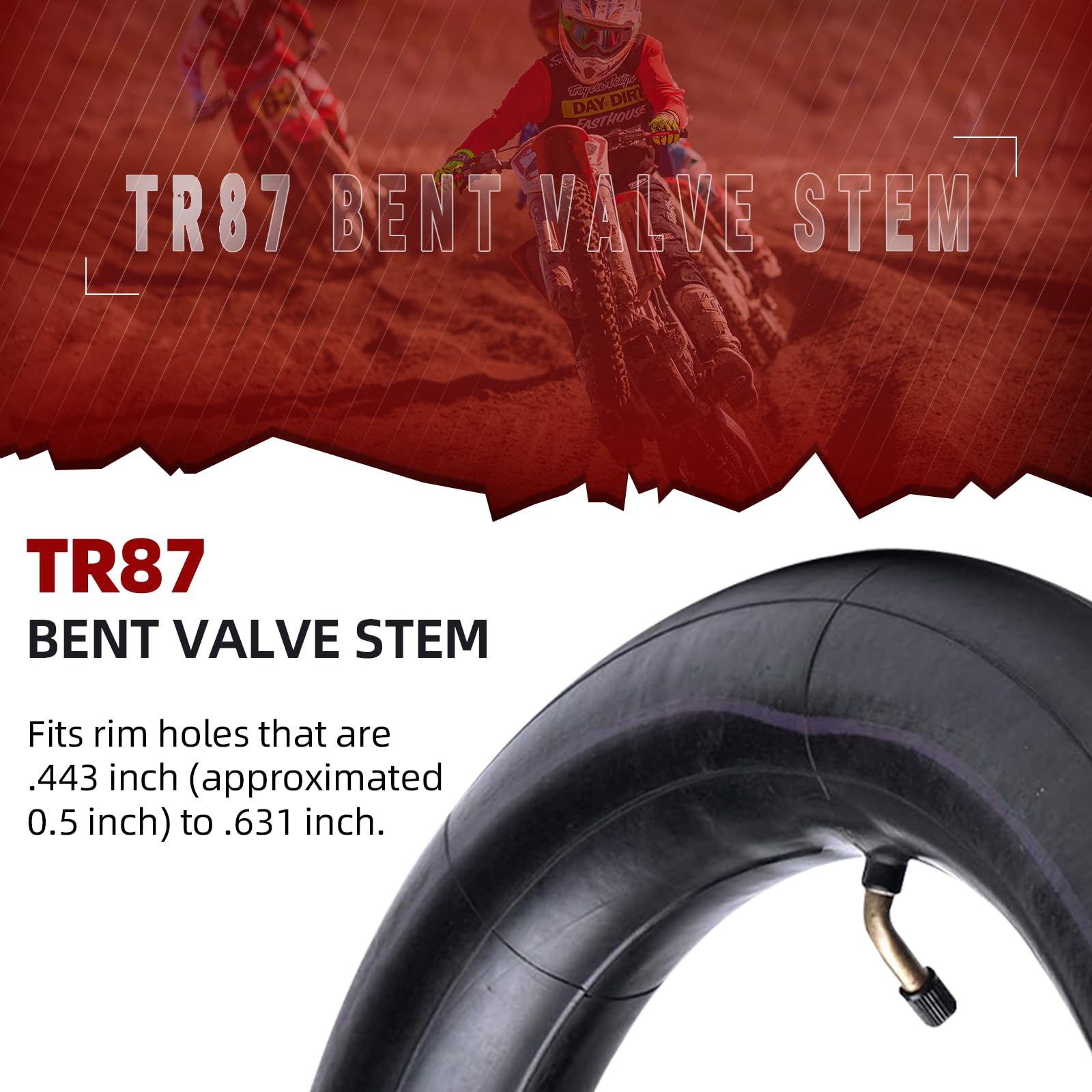 AR-PRO 3.00/3.50-12 Dirt Bike Inner Tubes (2 Pack) with TR87 Bent Valve Stem - Fits Honda CRF50, Kawasaki KLX 110