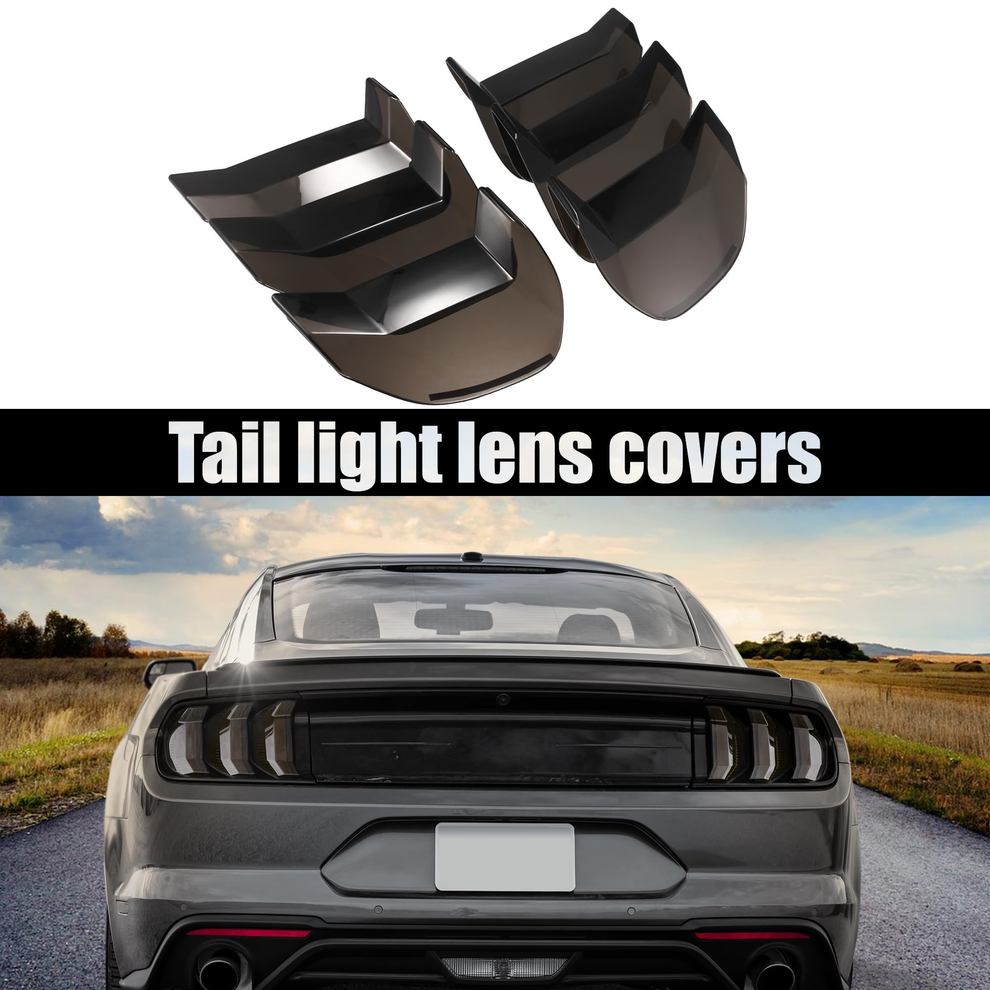 Black Tail Light Lamp Lens Cover Guard Trim Frame Bezels Decoration Accessories Compatible With Ford Mustang 2018 2019 2020 2021