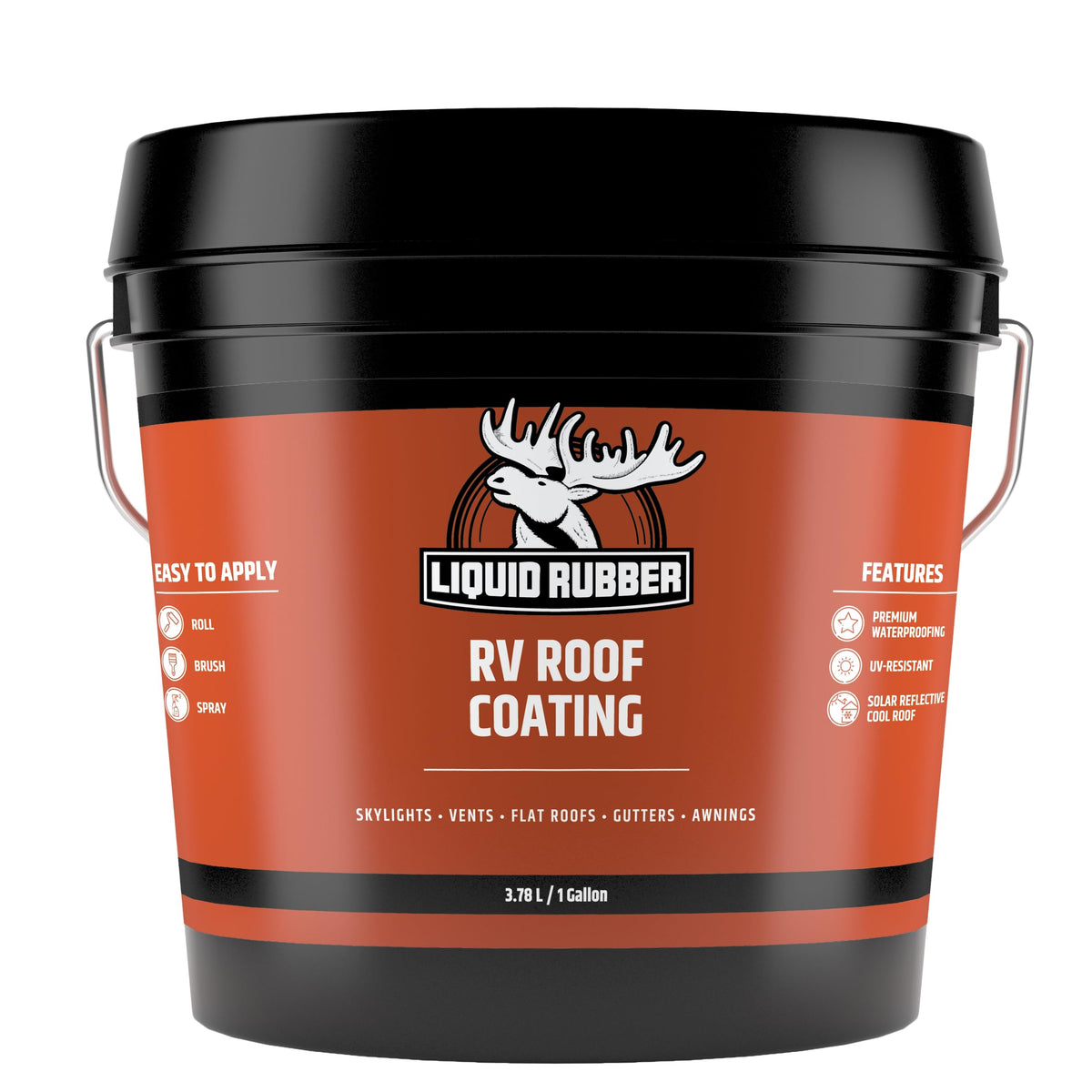 Liquid Rubber Rv Roof Coating Solar Reflective Sealant Waterproof Trailer Roof Repair Kit Includes: Rv Roof Coating 5 Gallon, Edpm Primer 1G, Smart Cleaner 1 Gallon, Seam Tape, Lap Sealant