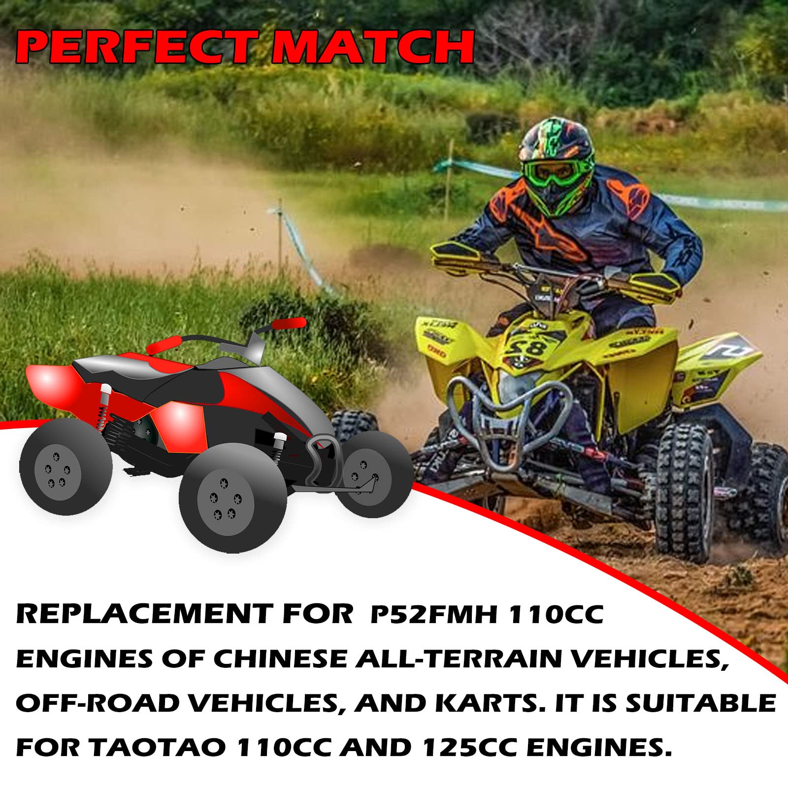 Engine Head Cylinder Stator Clutch Intake Gasket Set Compatible For 50Cc 70Cc 90Cc 110Cc 125Cc Chinese Atvs, Dirt Bikes, Go Kart