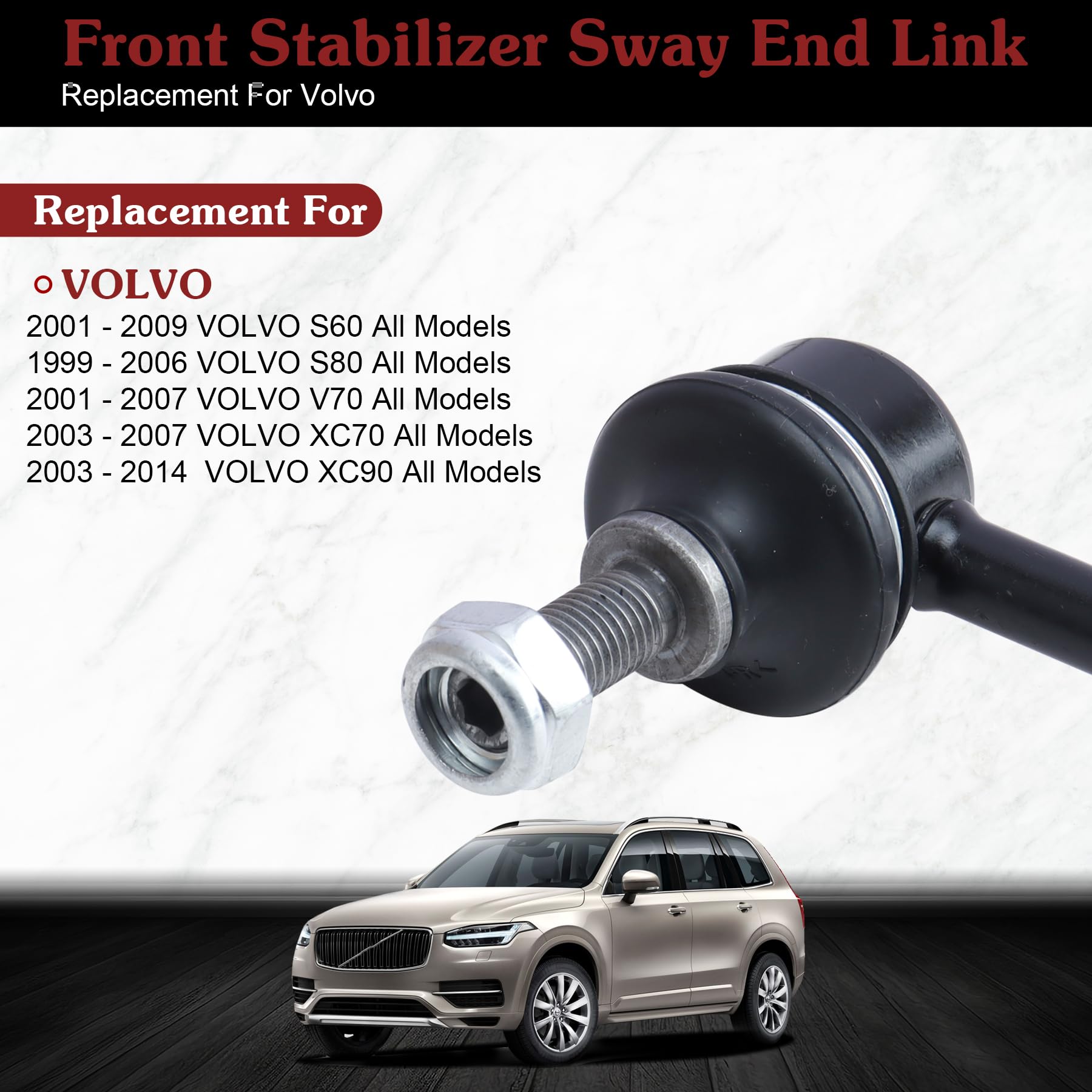 Stiueoav K80501 Sway Bar Link - Front Stabilizer End Link Compatible With 2001-2009 Volvo S60?1999-2006 Volvo S80?2001-2007 Volv
