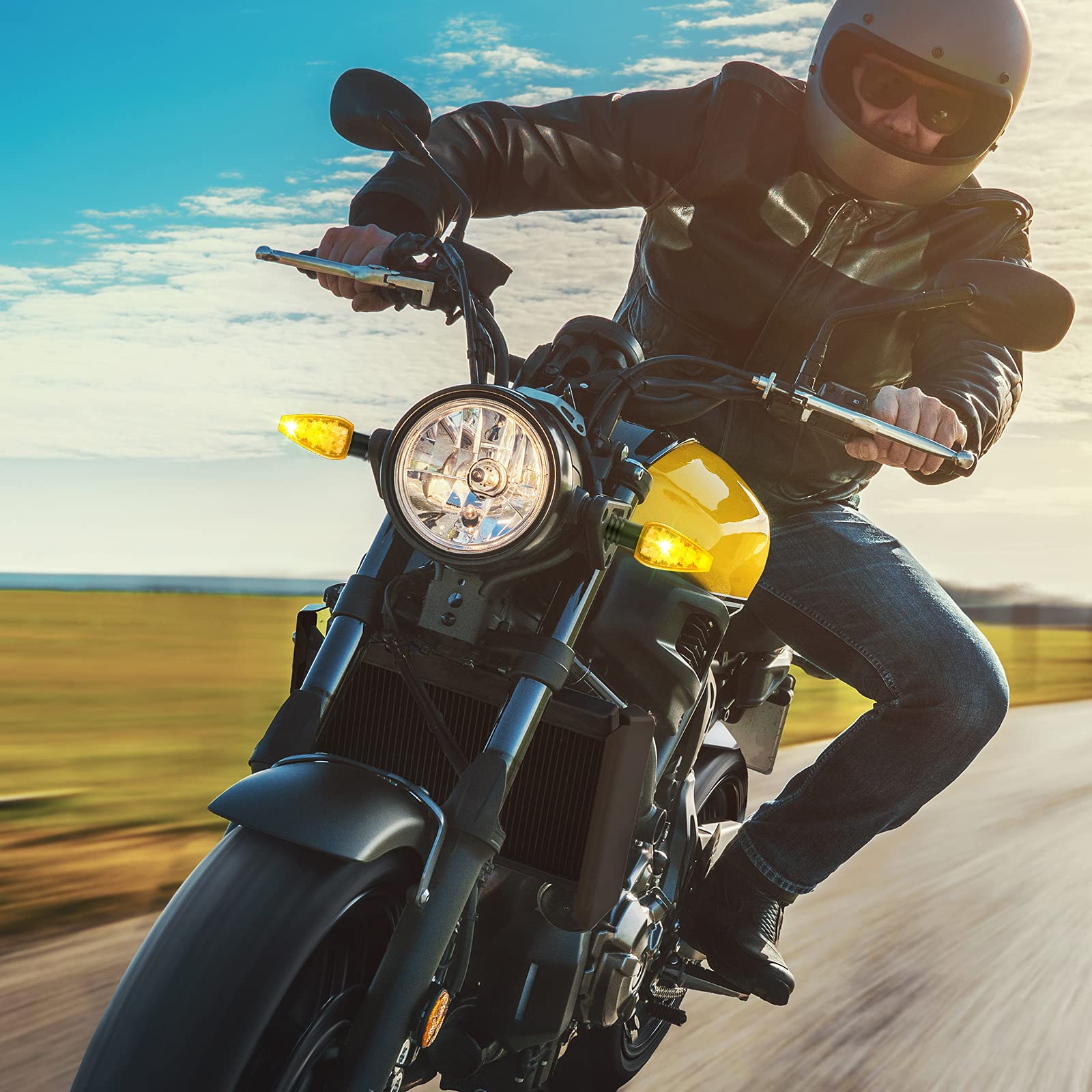 4 Pieces Motorcycle Signal Lights Indicators Flowing Turn Stop Signal Blinkers Front Rear Lights 14 Led 12V Motorbike Led Indica