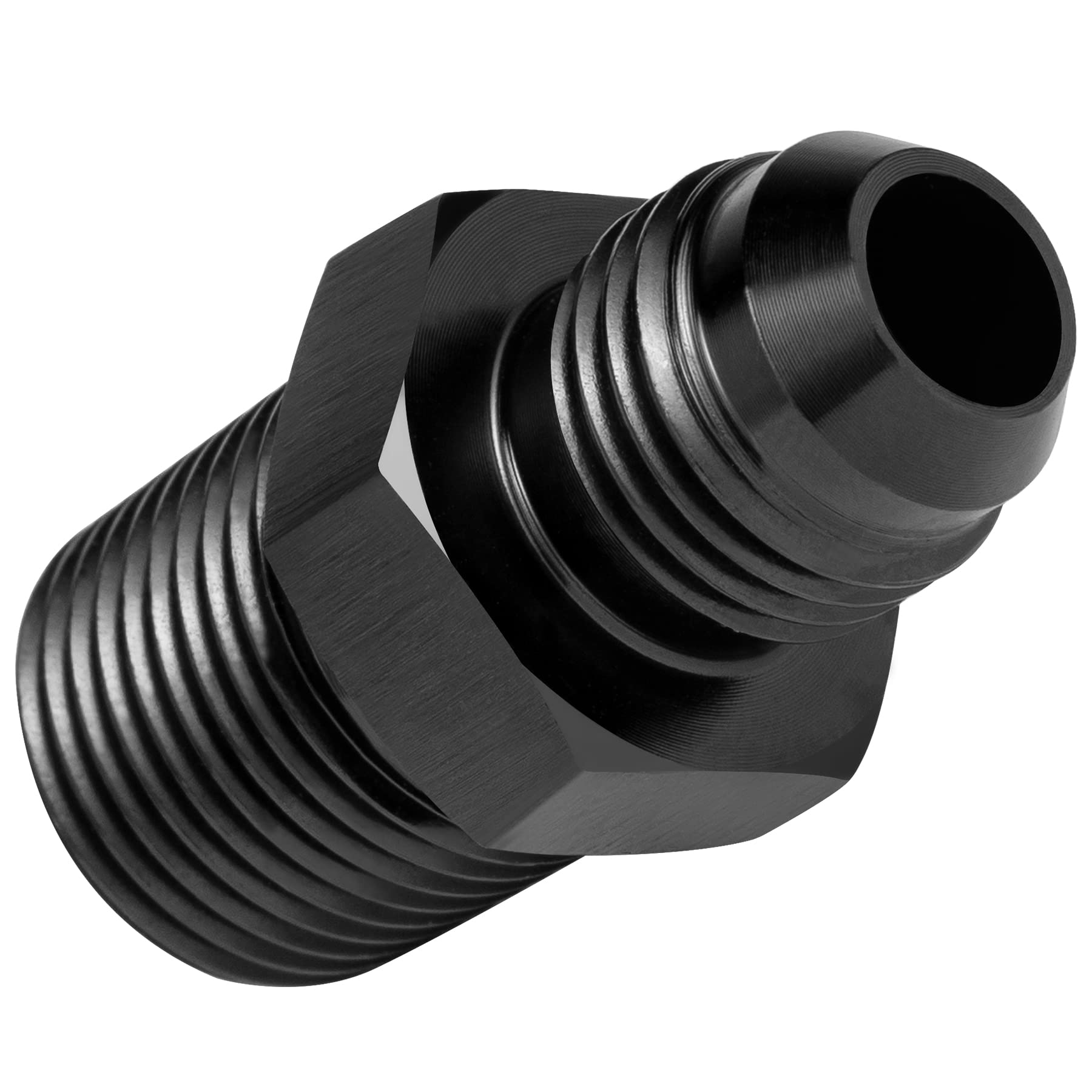Breezliy 6An Male Flare To 3/8' Npt Pipe Fitting Adapter Aluminum Straight Black 2Pcs