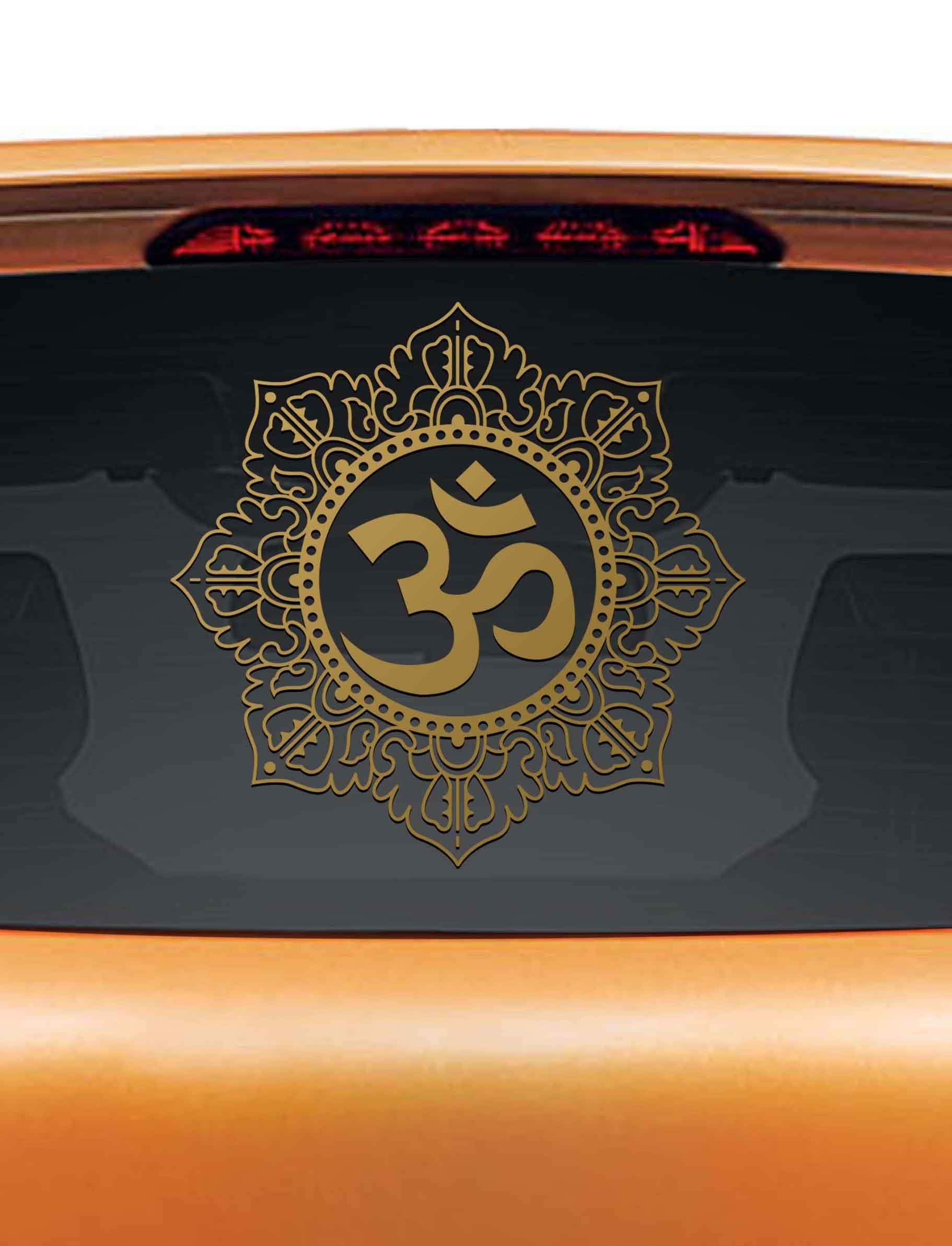 Walldesign Vinyl Reflective Artistic Om Design Car Sticker (Gold), Pack Of 1