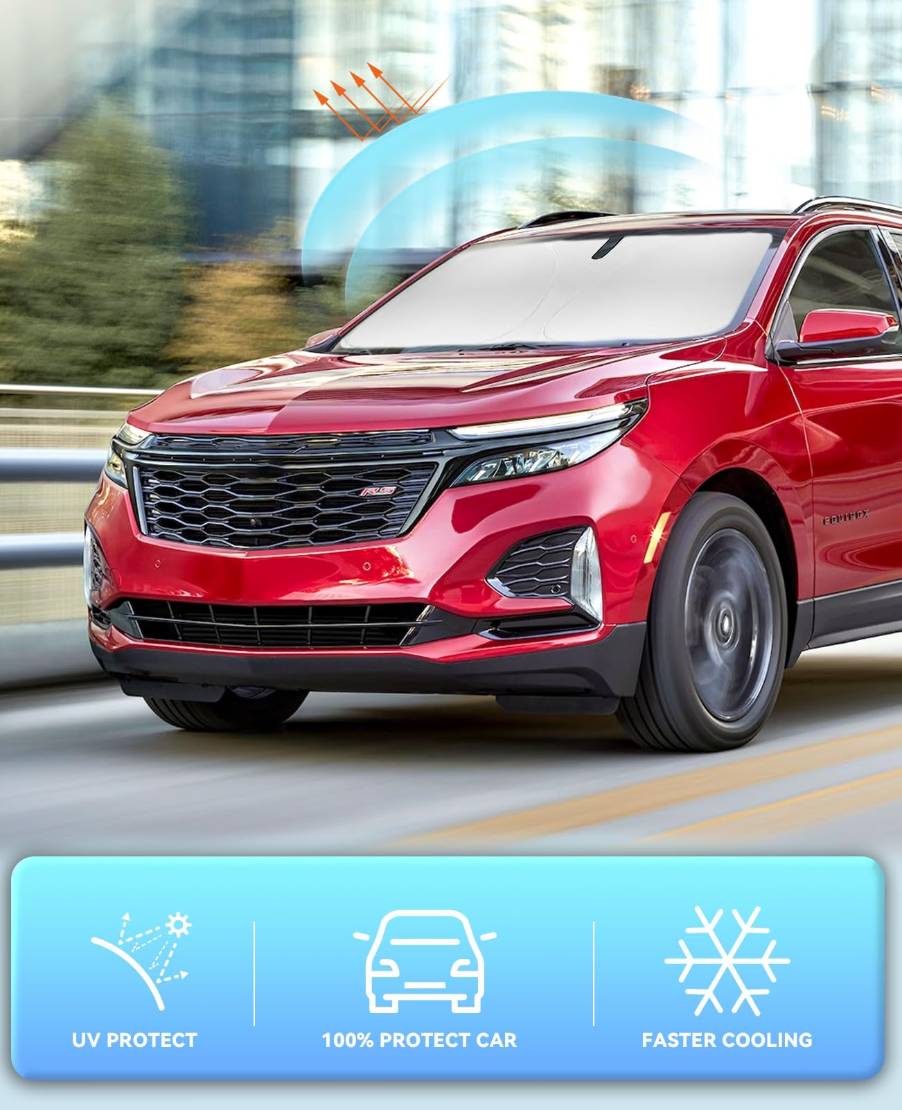 Sunshade Cover For Chevy Chevrolet Equinox Windshield Sun Shade For 2010 2018-2024 2025 (Equinox Ev Not Fit) Window Shields Sun