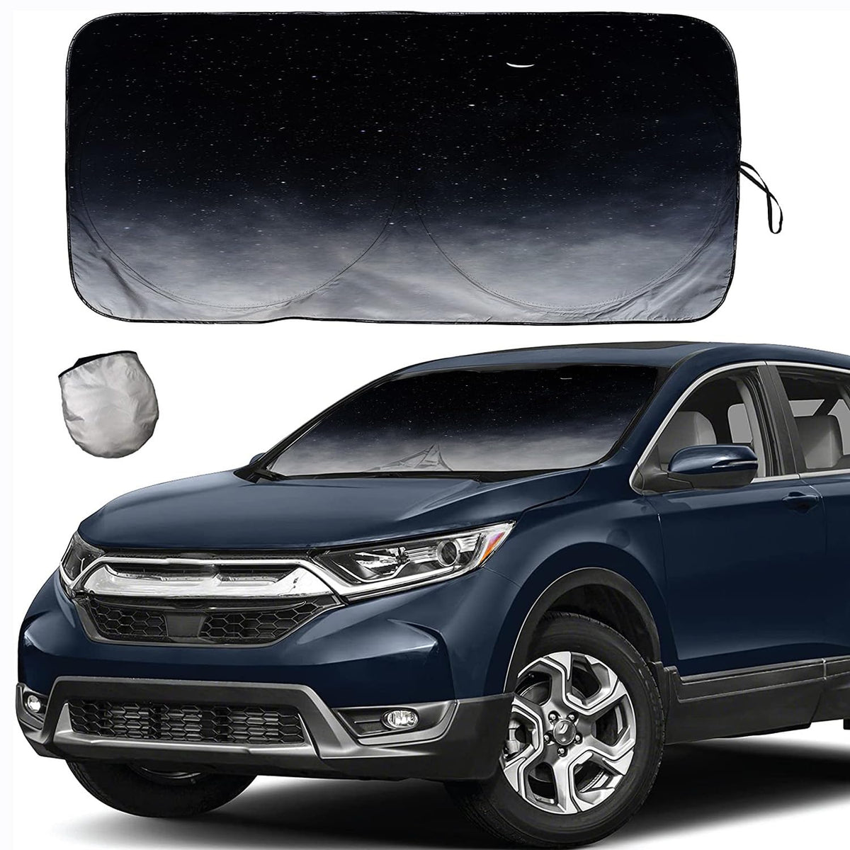 Tdcqqgqq Starry Sky Night Car Windshield Sun Shades - Protect Vehicle From High Temp & Uv Reflection, 63 L X 33.5'' W