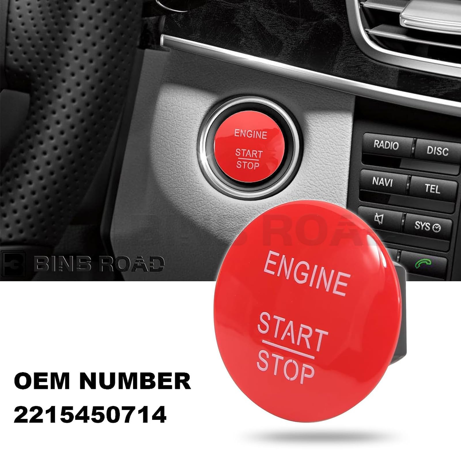 BINB ROAD Engine Keyless Go Push Start Ignition Button Red 2215450714 Compatible with Mercedes Benz C300 CLA250 E350 GLA350 GLC3