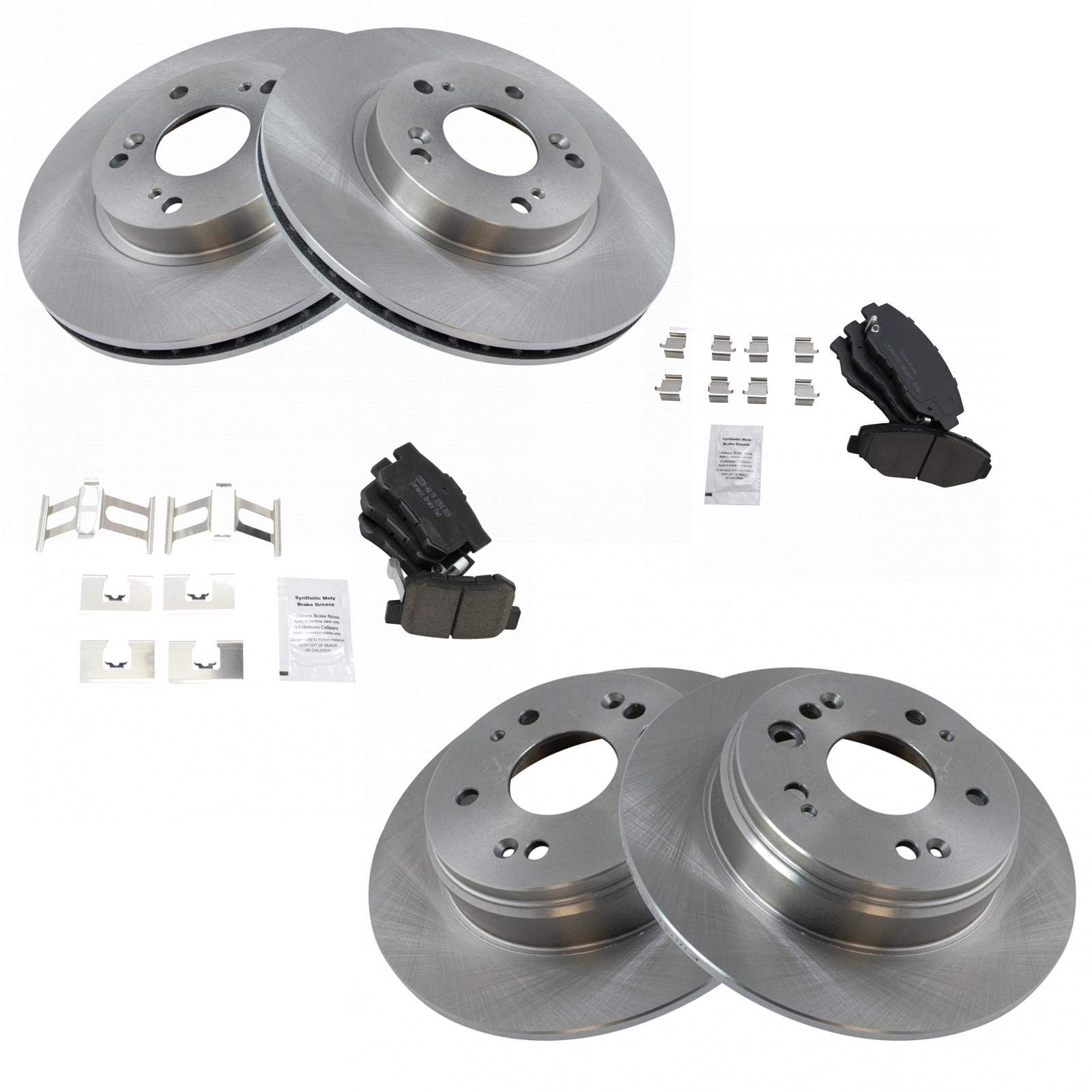 Trq Front And Rear Brake Pad & Rotor Kit Brake Pads Brake Rotor Ceramic Compatible With 2002-2004 Honda Cr-V