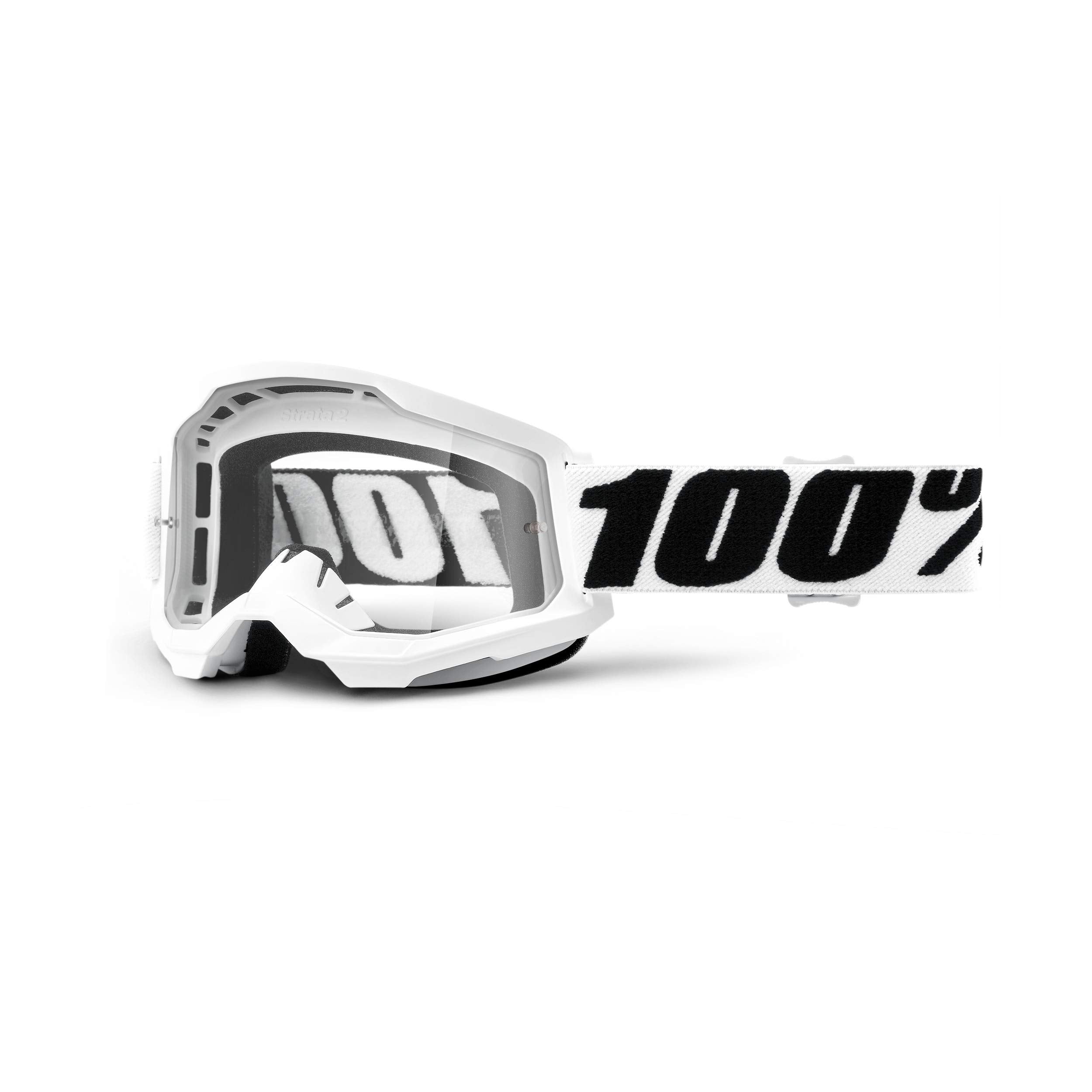 100% Strata 2 Motocross & Mountain Bike Goggles - Mx And Mtb Racing Protective Eyewear (Everest - Clear Lens)