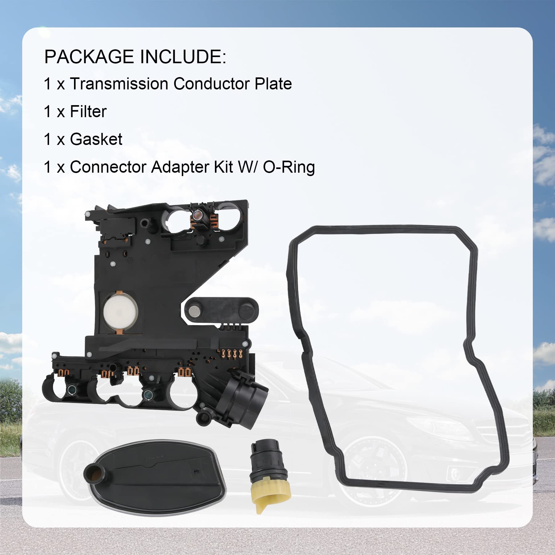 Transmission Conductor Plate+Connector+Gasket+Filter Kit Compatible with Mercedes Benz 722.6 5-Speed Automatic, Replace # 140270