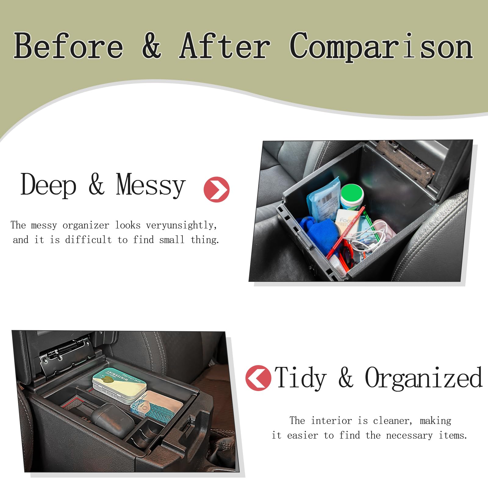 Jdmcar Center Console Tray Organizer Compatible With Toyota Tacoma Accessories 2016-2022 2023, Armrest Insert Container Abs Mate