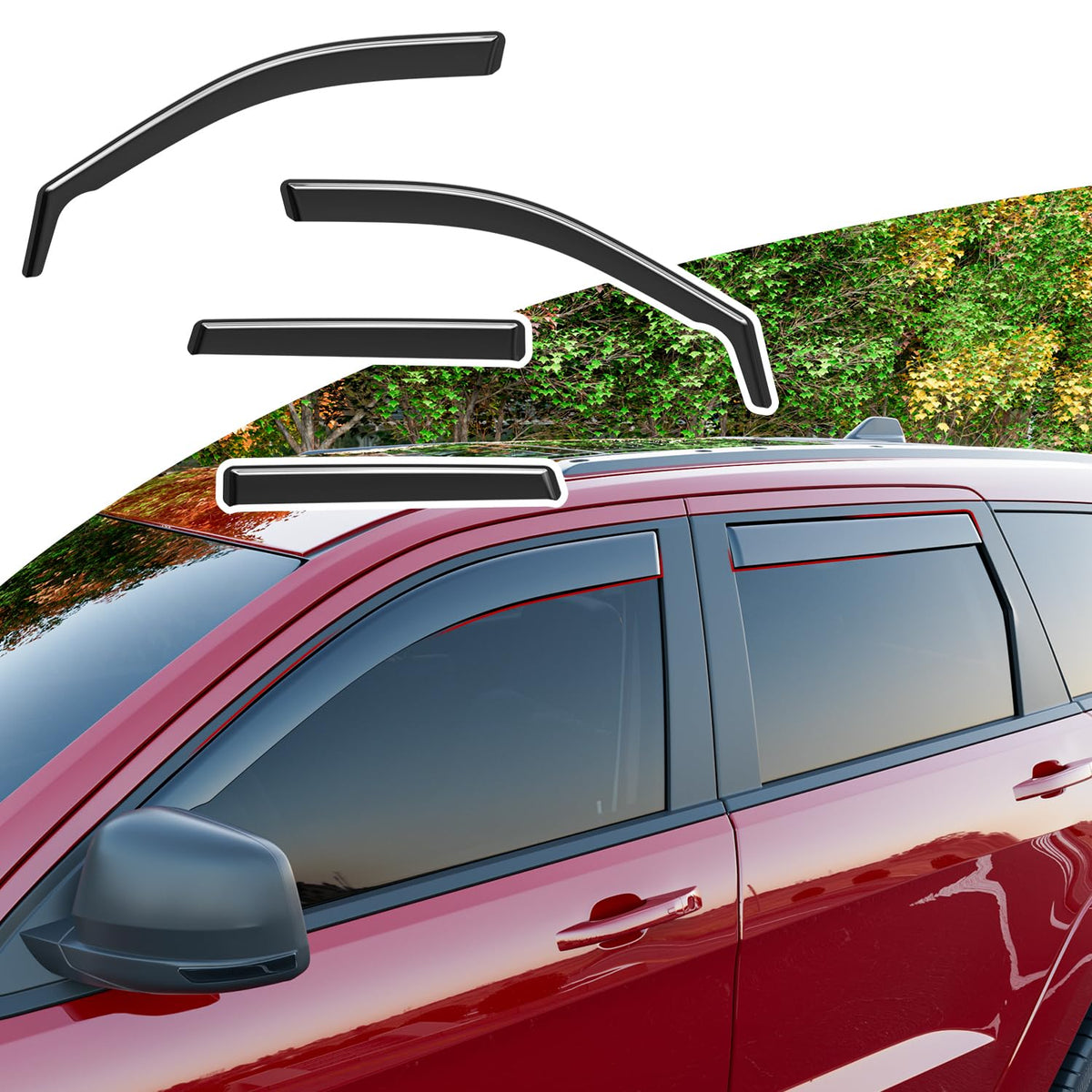 Xipoo Side Window Visor Deflector Compatible with 11-21 Jeep Grand Cherokee Rain Deflector Window Visor Replacement for 2011-202