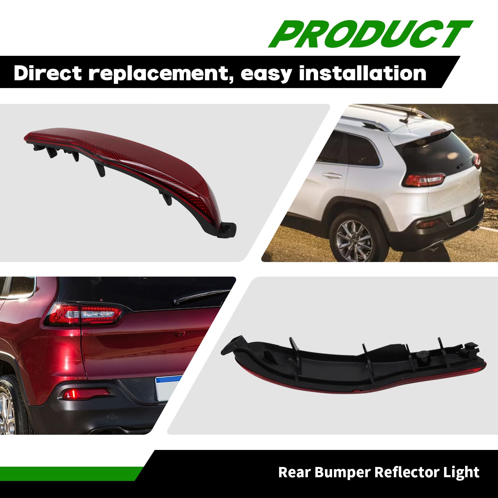 Yunnergo Rear Bumper Reflector Light 68105144Ac Compatible With Cherokee 2014 2015 2016 2017 2018 (Right)