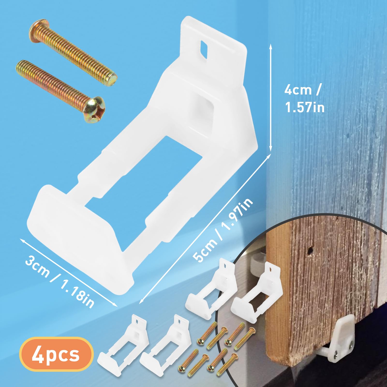 HAVANSIDY 4PCS RV Sliding Door Guide, Sliding Barn Door Hardware with Screws, White
